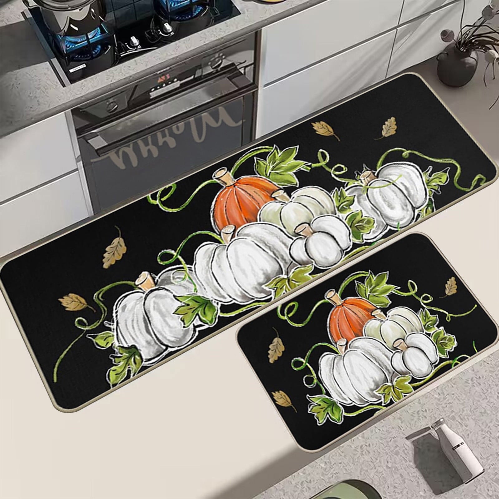 Muecwrye 2 Pcs Fall Doormats, Halloween Doormat, Cute Welcome Mats for Outside, Bathroom Front Door Mat, Washable Fall Rugs for Front Porch Entrance, Farmhouse Indoor Outdoor decor