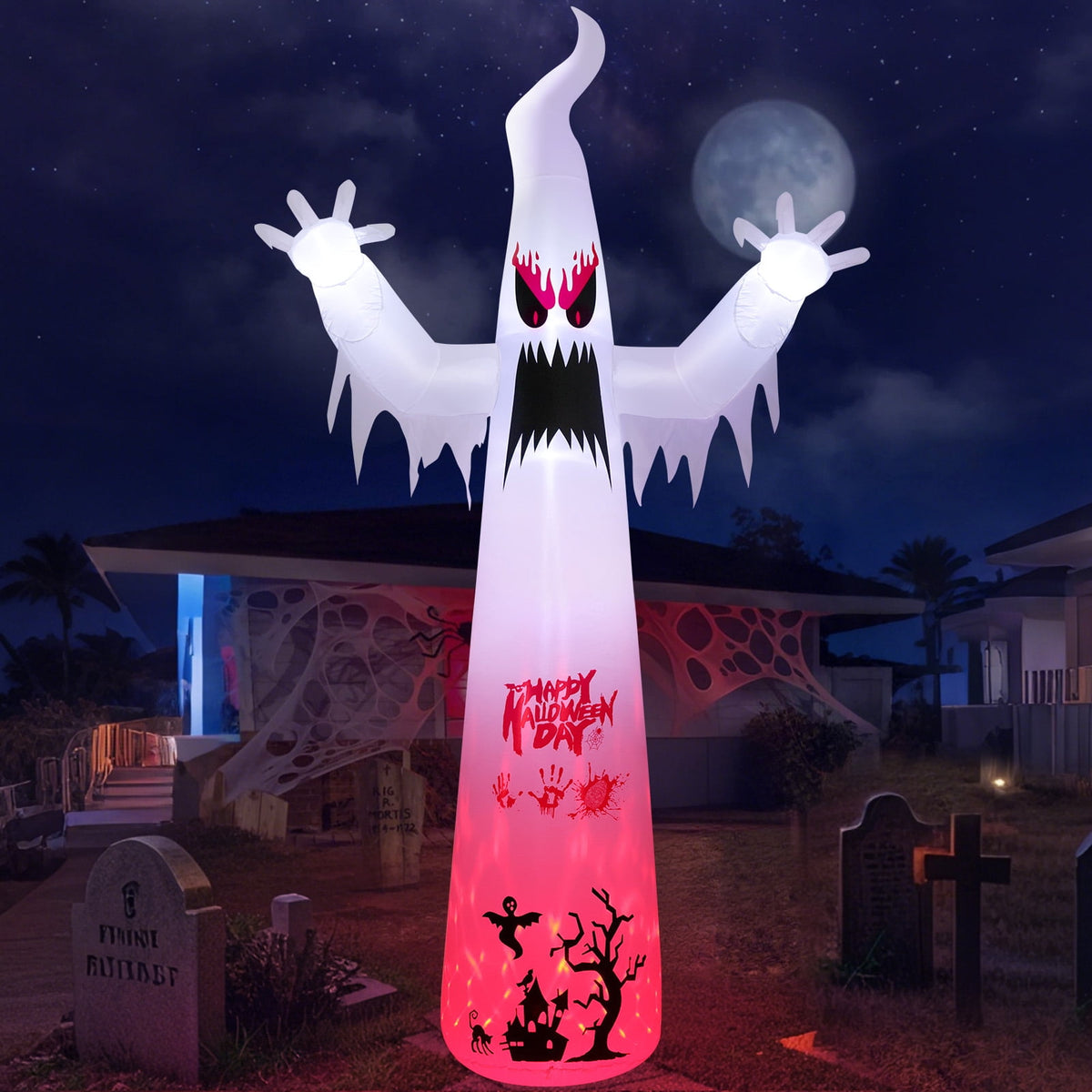 Ayieyill 8.5FT Halloween Inflatables Pumpkin Ghost Family with Built-in LED Lights, Halloween Blow up Yard Decorations