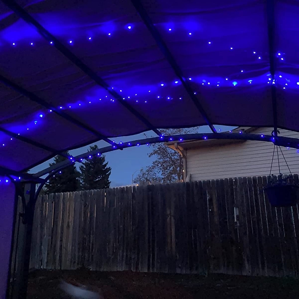 Purple Solar Fairy Lights Outdoor Waterproof, 4 Packs Each 33ft 100 LED Solar String Lights, 8 Modes Silver Wire Solar Twinkle Lights for Halloween Christmas Patio Garden