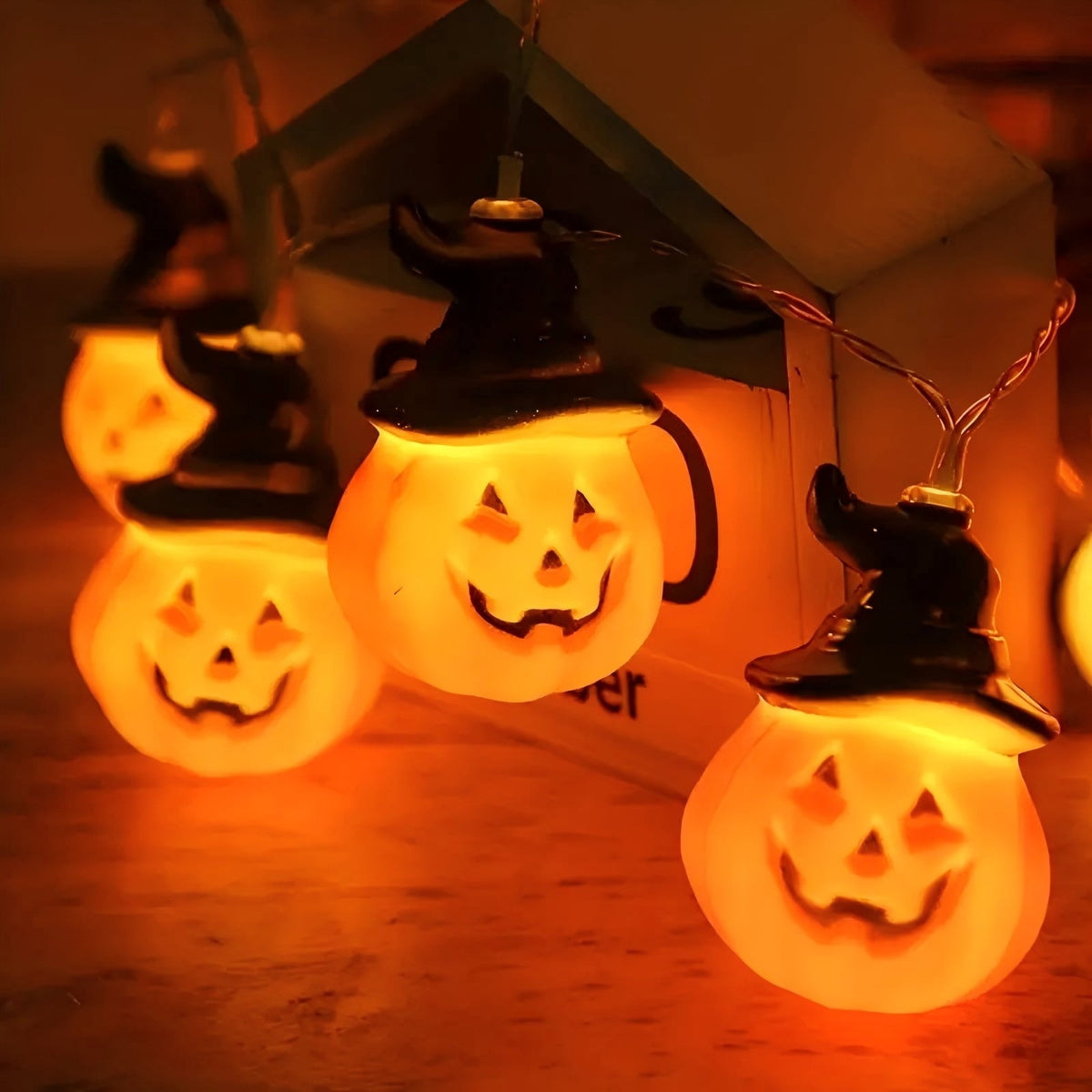 PMMIPNW Halloween LED Fairy String Lights 20LED - Spooky Pumpkin, Witch, Mummy & Cat, 8 Modes with Timer, Designs for Party Decor, Battery Operated Halloween Decorations