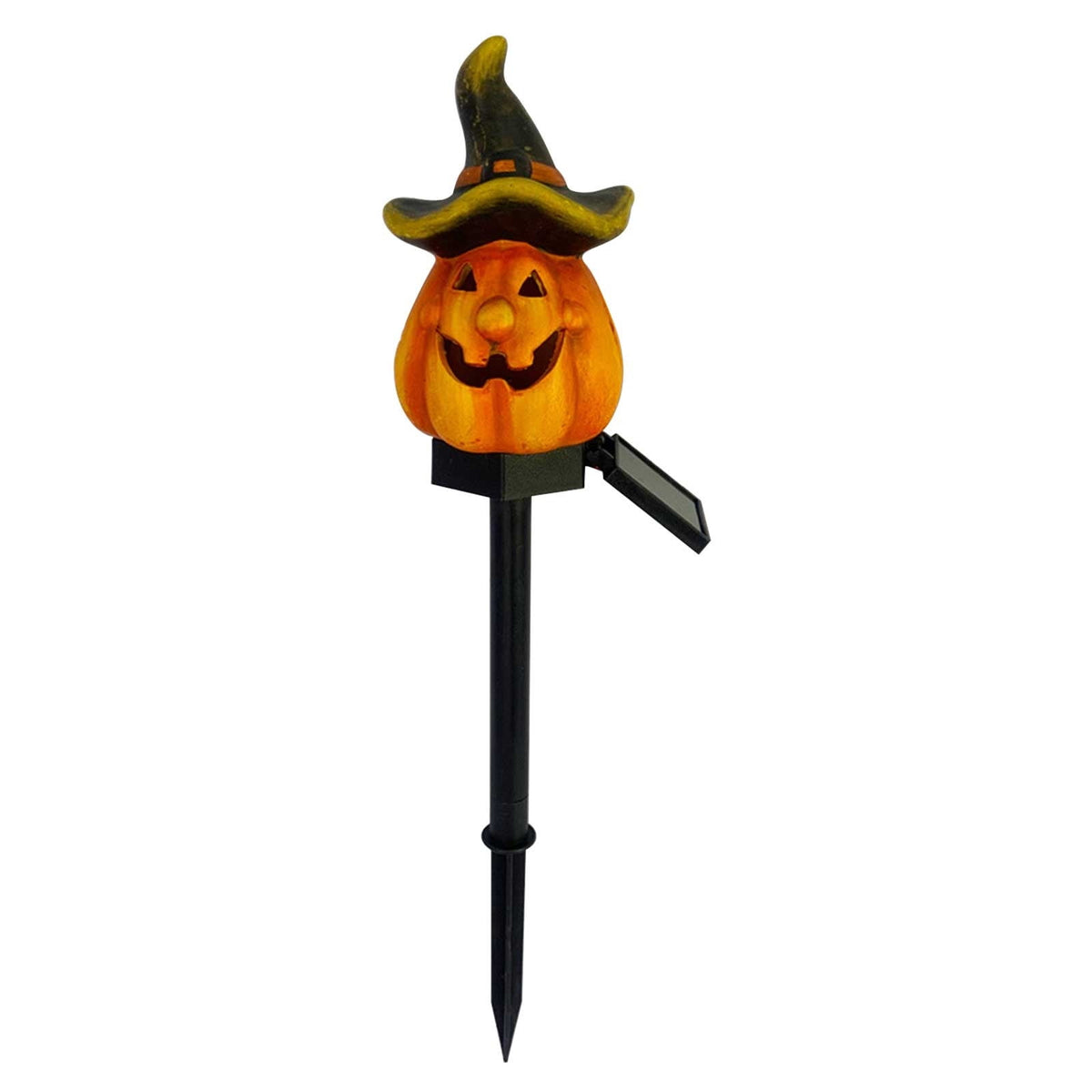 Btomtd Solar Lantern Light Outdoor Halloween Decor Resin Craft Pumpkin Ground Insertion Lamp for Garden Ghost Festival Solar LED Garden Light, C