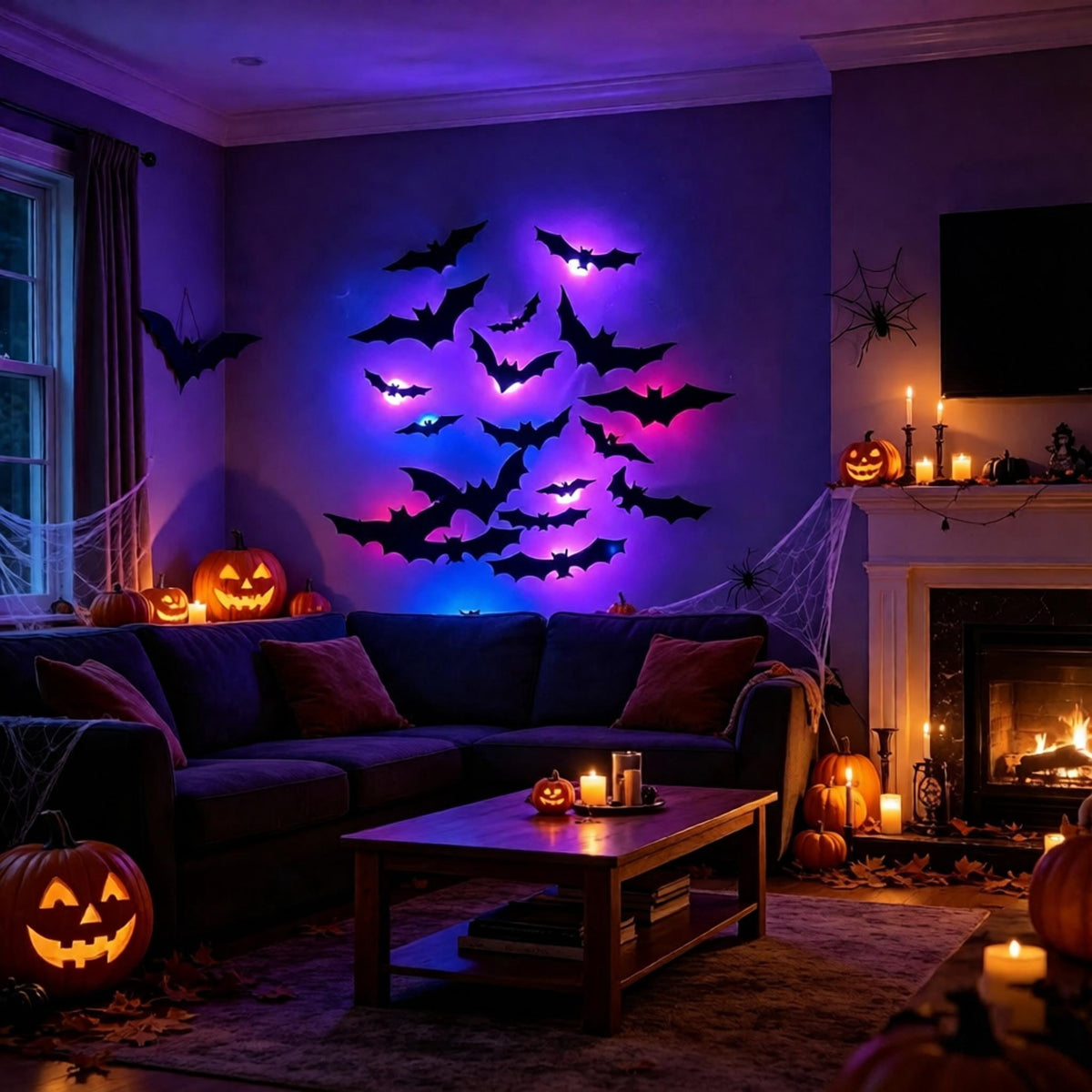 Qocolcyl 2 Pack Halloween Skeleton Lights Decorations, Halloween Candles Lamp Decoration Ornament Indoor Outdoor, Halloween Scary Decor for Home Room Table Outside Yard Lawn Garden Party Supplies