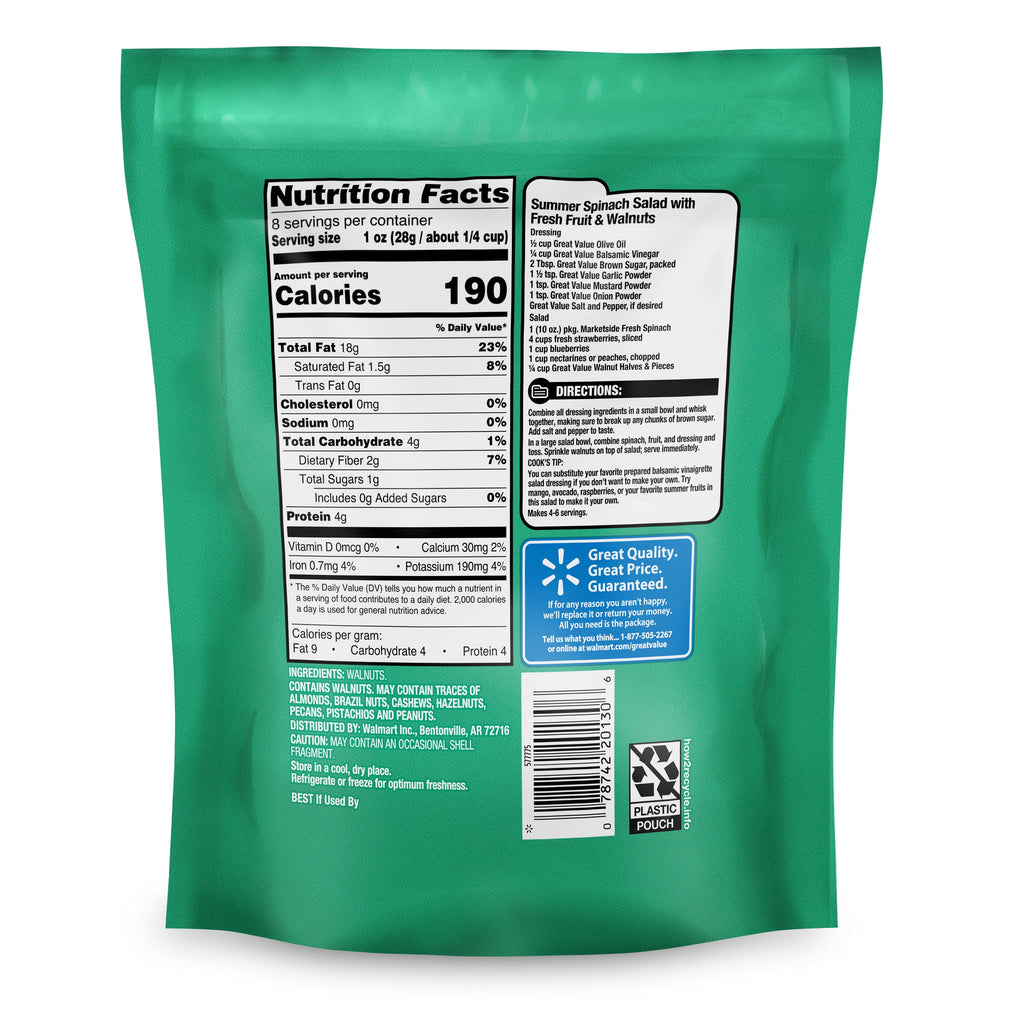 Great Value Walnuts Halves & Pieces, 8 oz