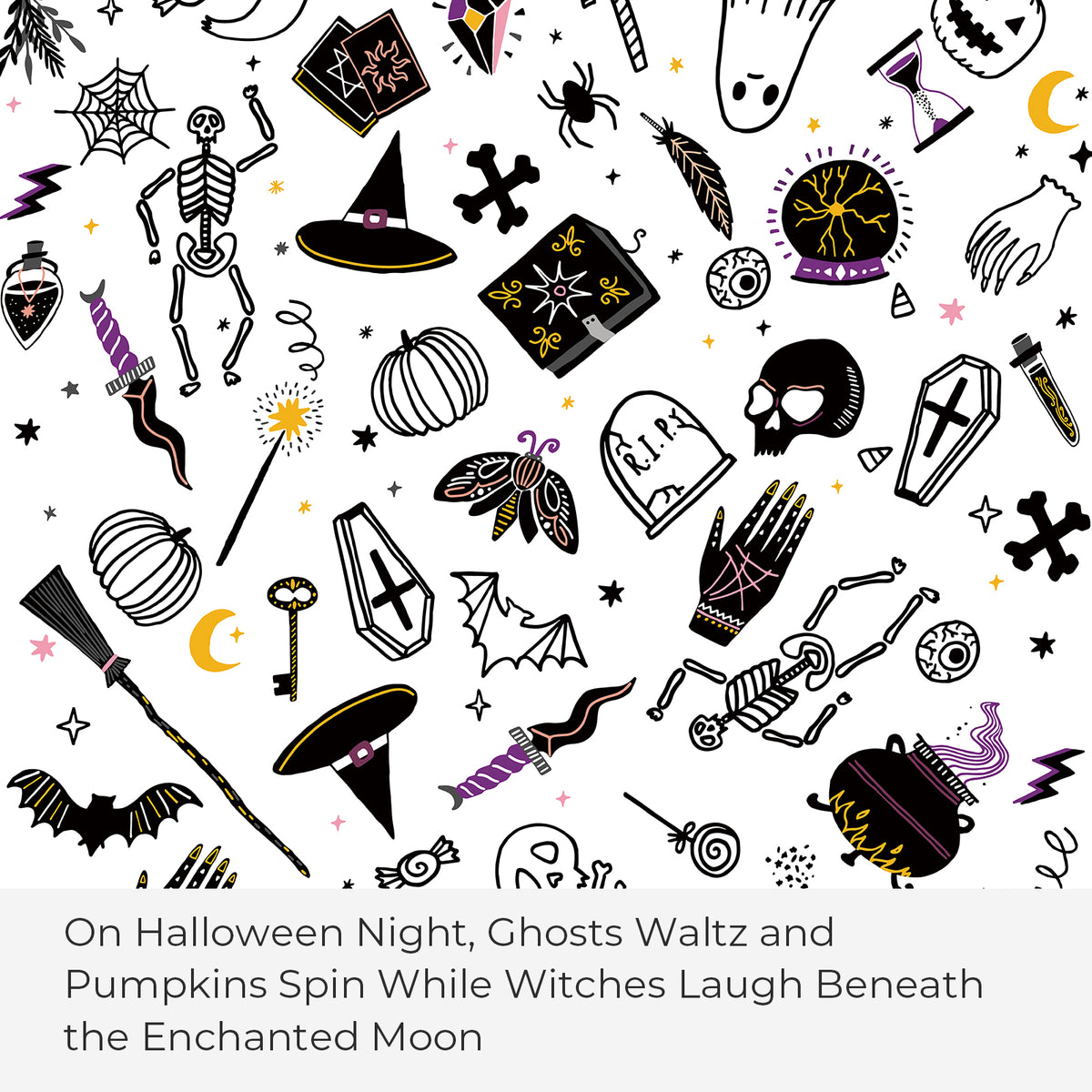 Seasonwood Halloween Shower Curtain,Spooky Halloween Black Cat Shower Curtain,Waterproof Halloween Bathroom Decor with 12 hooks,72"x72"