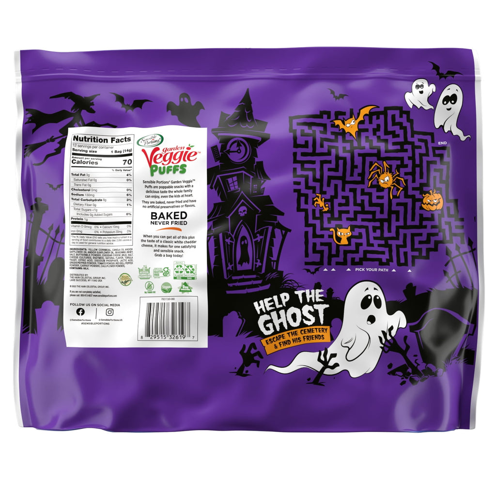 Sensible Portions Garden Veggie Ghosts & Bats Sea Salt Snack Chips Multipack, 0.5 oz (12 Count)