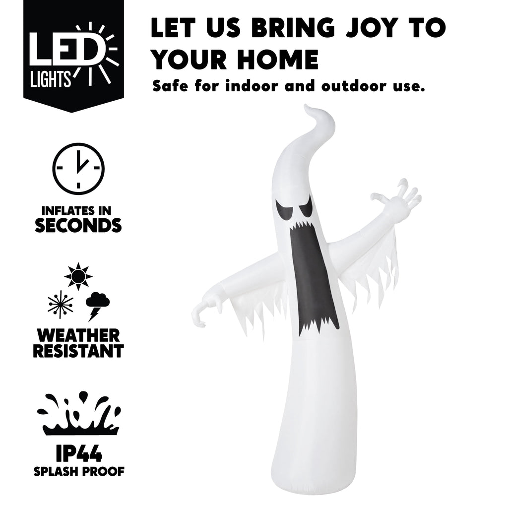 Joyfy 12 ft Halloween Inflatable Outdoor Ghost,Giant Ghost Blow Up Decor with Built-in LED Lights,inflatables with Build-in LEDs,Spooky Outdoor Decorations for Yard & Lawn
