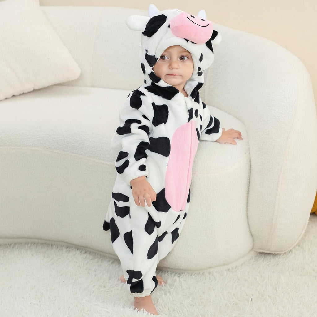 WIBACKER 0-3T Unisex Baby Animal Costume Winter Autumn Flannel Hooded Romper Christmas and Halloween Panda Cosplay Jumpsuit