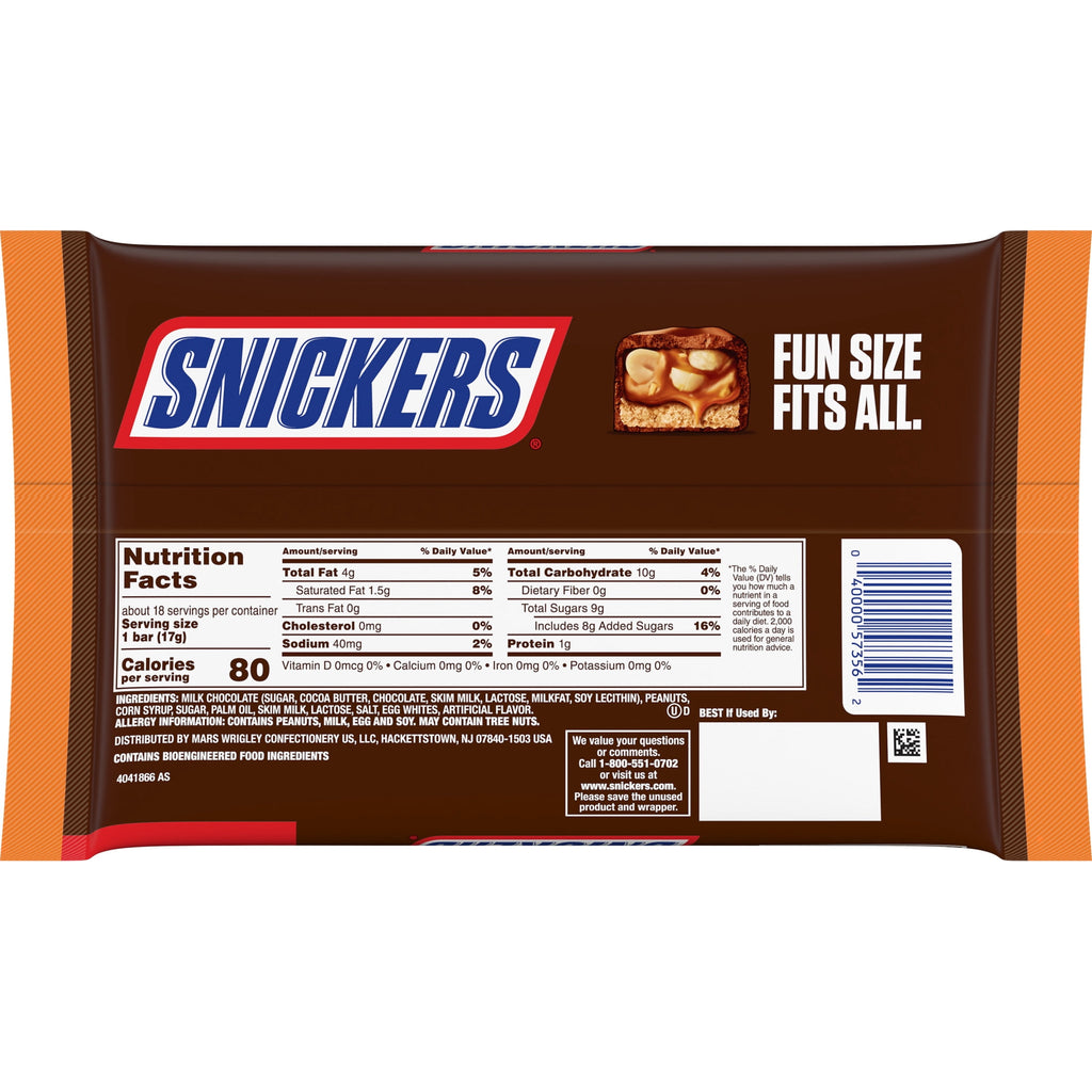 Snickers Fun Size Halloween Chocolate Candy Bars, 10.59 oz Bag