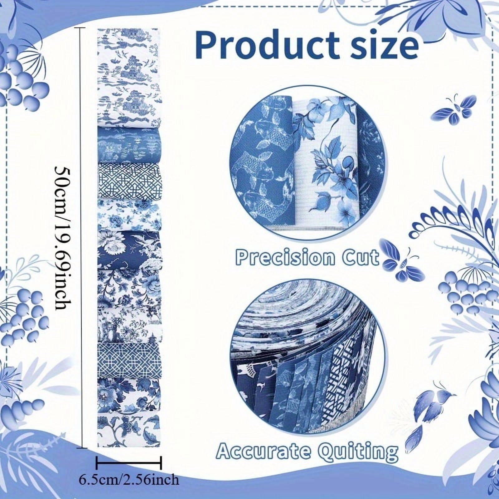 Heymaple 40Pcs Jelly Roll Fabric Strips for Quilting and Sewing, 2.6" x 20" Precut Fabric Squares for DIY Craft Handmade Accessories, Chinoiserie Series