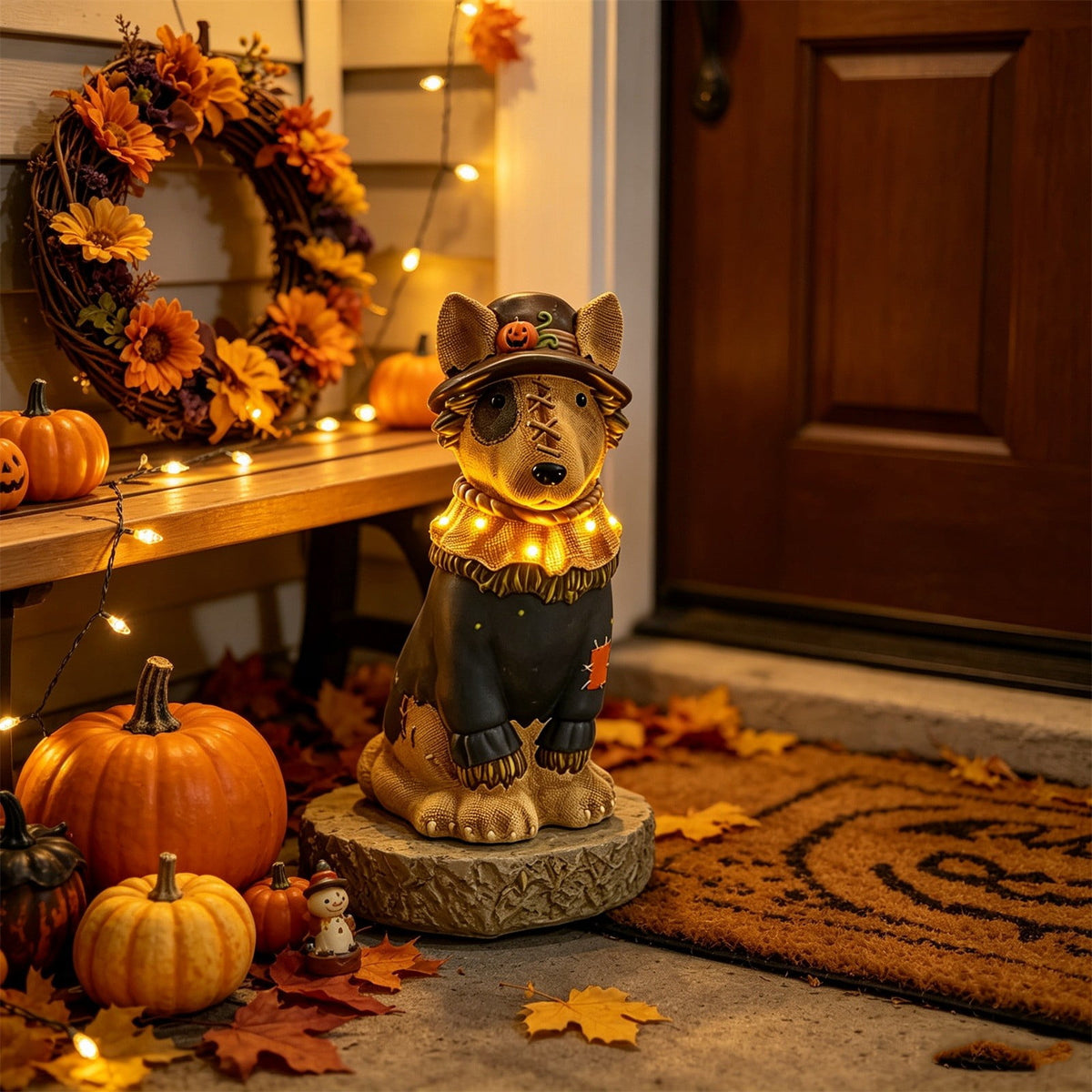 Clearance! Christmas Golden Retriever Statue with LED Lights, Cute Dog Holding Puppy Figurine, Christmas Decoration Indoor Outdoor, Gift for Kiddo Adults