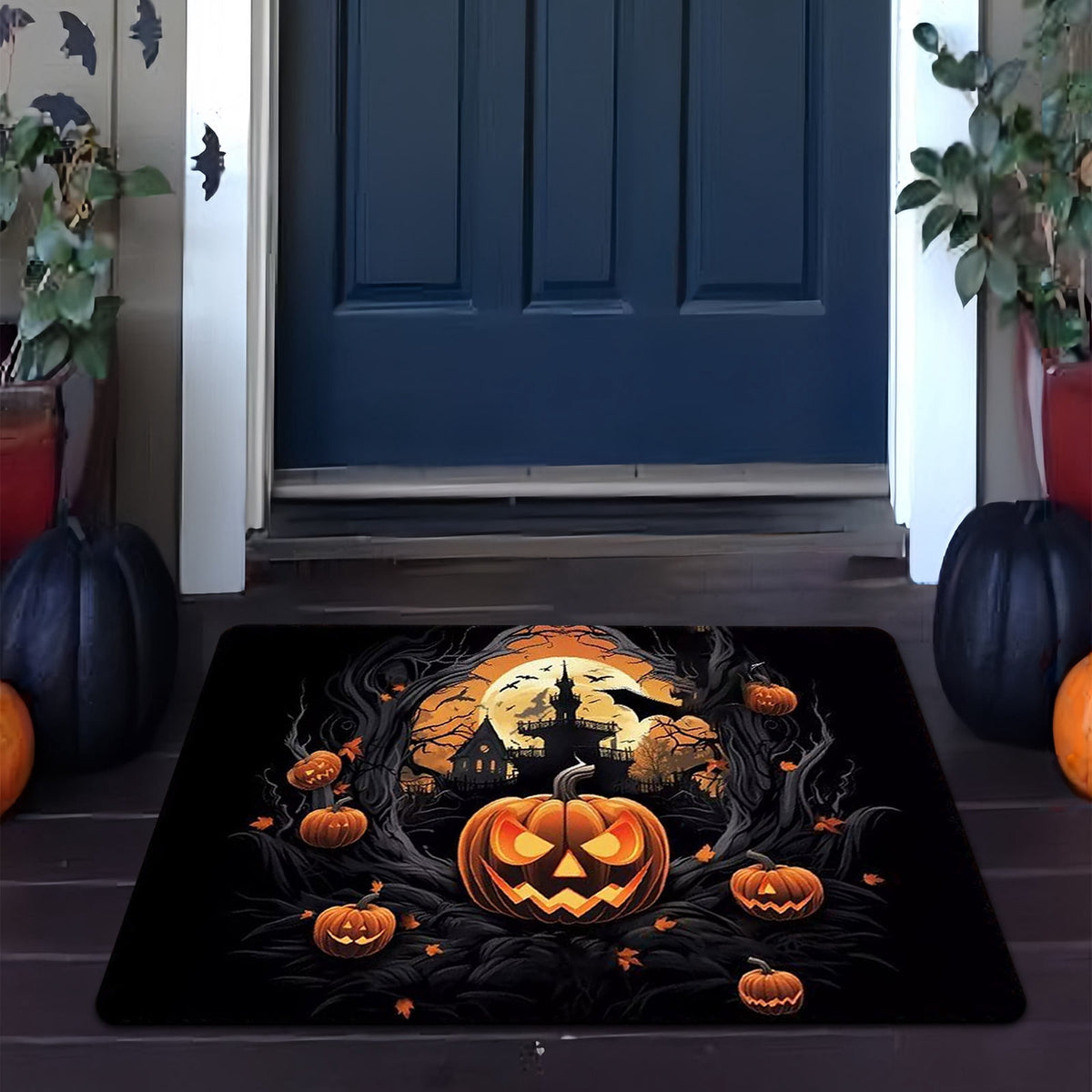 Stijggn Halloween Kitchen Rugs Halloween Mat Halloween Decorations Doormat, Welcome Mats for Front Door,Spooky Outdoor Mats for Front Door, Living Room, Bedroom, K-ids' Room