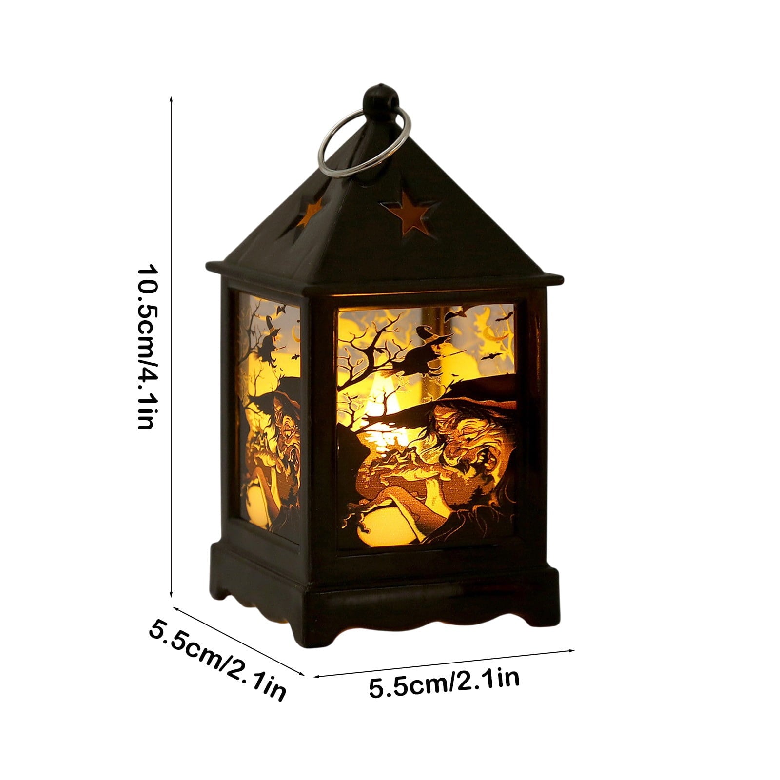 Halloween LED Lanterns with Spooky Skeleton, Owl, Bat, Castle & Flame Designs – Battery Operated Hanging Lights for Indoor/Outdoor Halloween Party Decor (C)