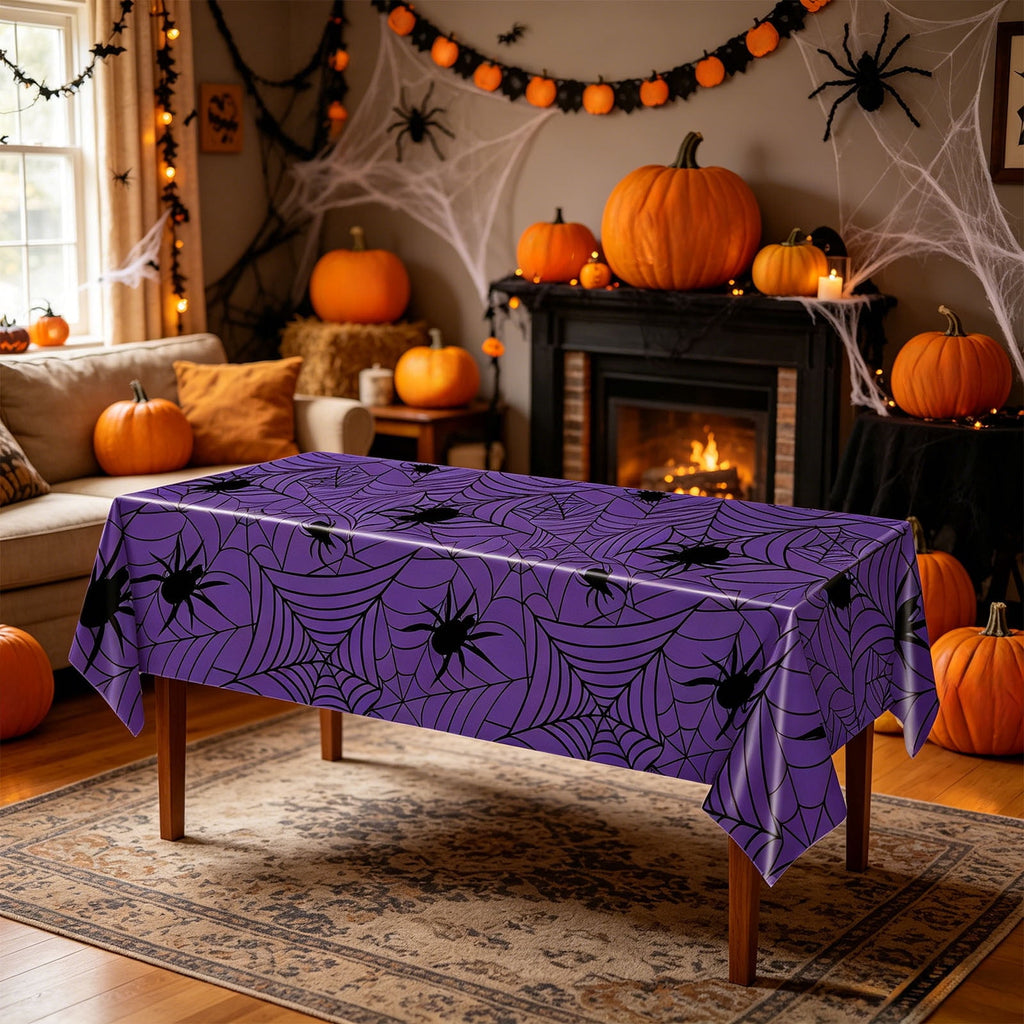24 Pack Halloween Disposable Tableware Set, Spider and Cobweb Pattern Paper Plates, Halloween Party Supplies Favors