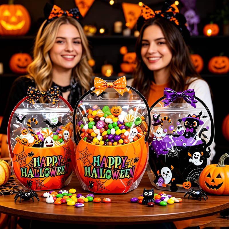 16/32 Halloween gift bags, Halloween candy bags with handles, for holiday parties, decorative gift supplies, 4 styles