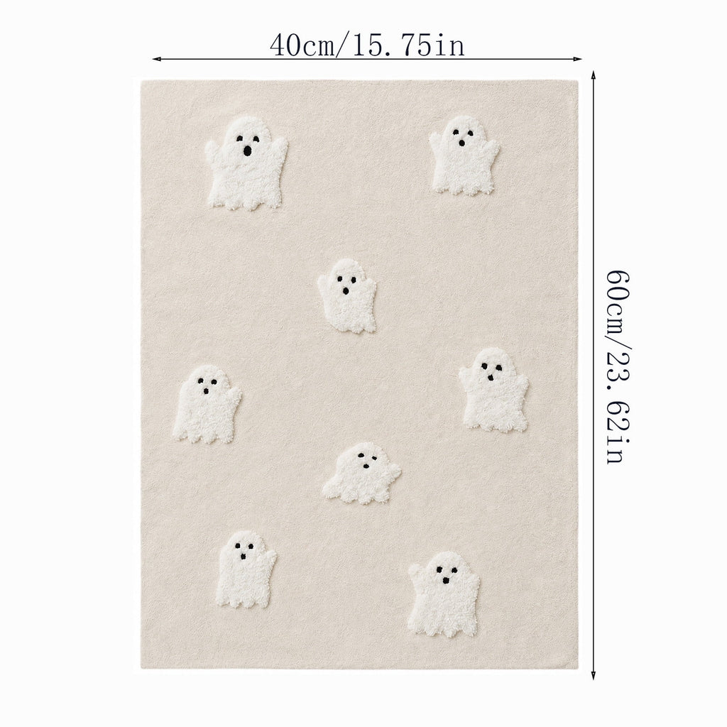 OutmaxHome Halloween Theme Cute Ghost Print Doormat, 15.8x23.6 Inch Non-Slip Absorbent Mat, Easy to Clean, for Front Door, Porch, Farmhouse