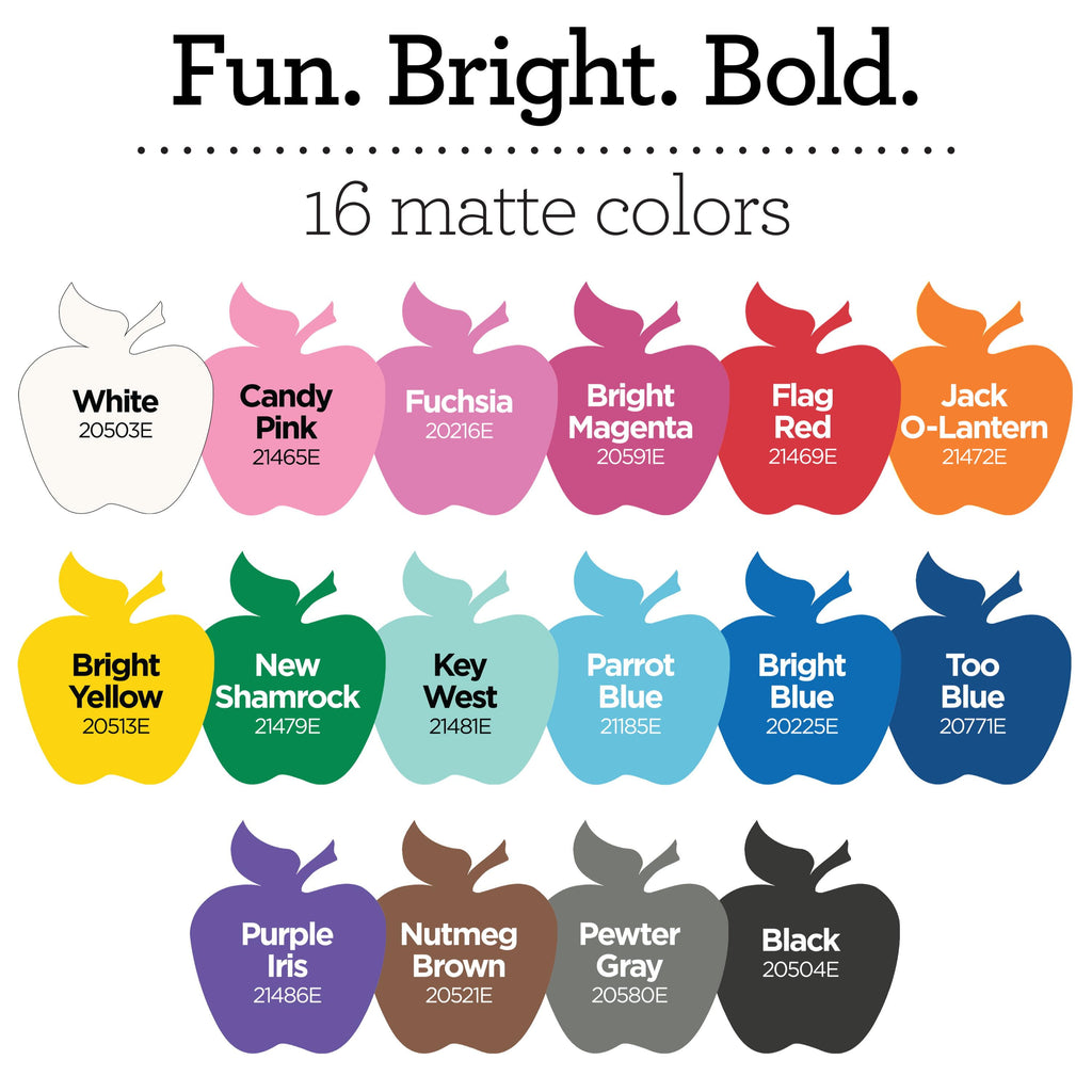 Apple Barrel Acrylic Craft Paint Set, Matte Finish, Assorted Colors, Set of 16, 2 fl oz