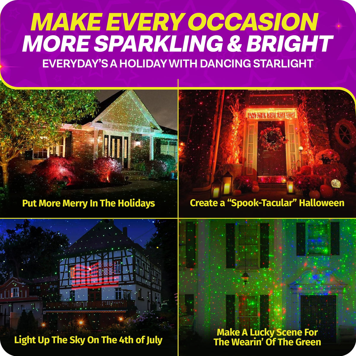 Startastic Laser Projector Lights Outdoor Indoor Holiday Star Lights for Halloween Christmas New Years Waterproof