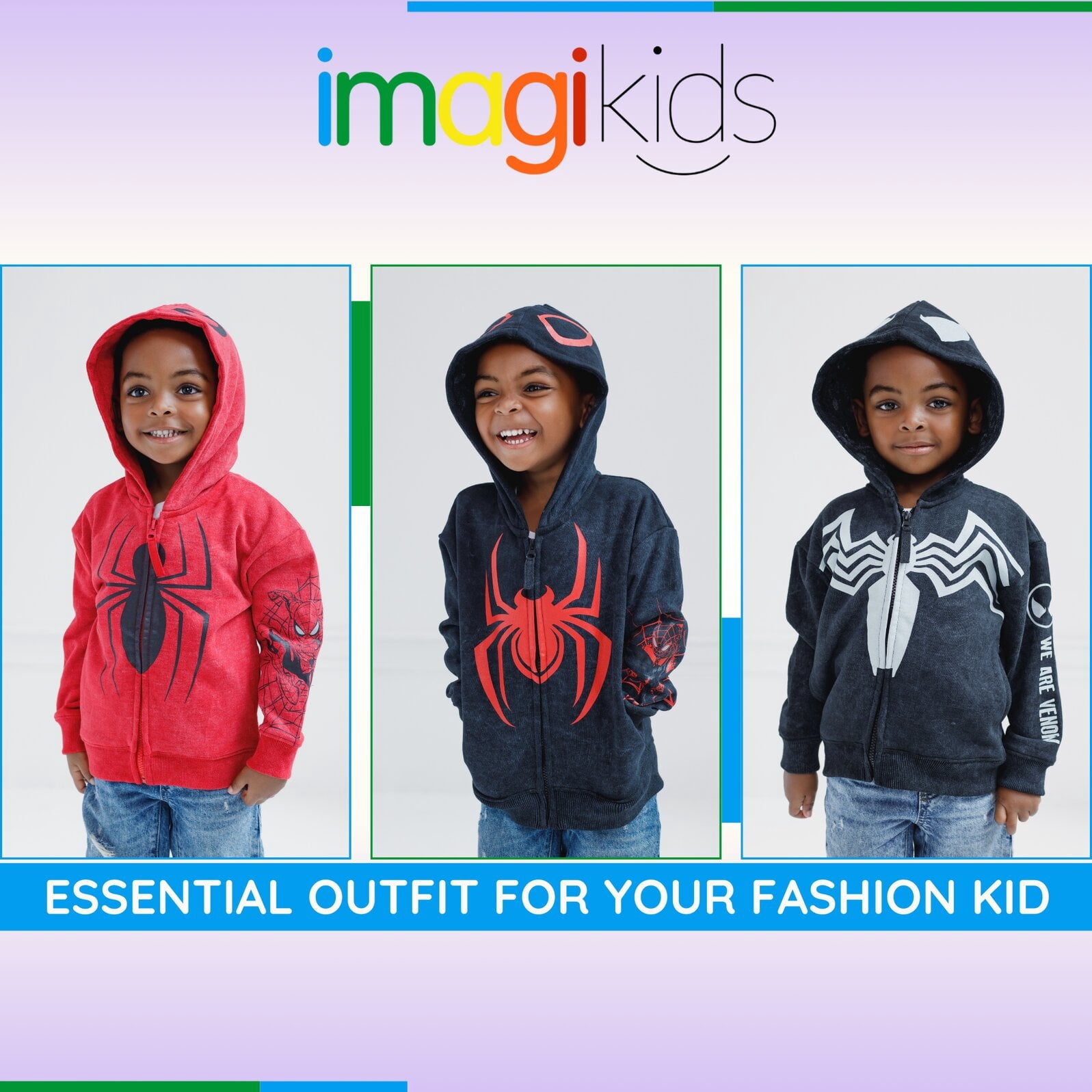 Marvel Spider-Man Little Boys' Cosplay Fleece Zip-Up Hoodie Miles Morales Black