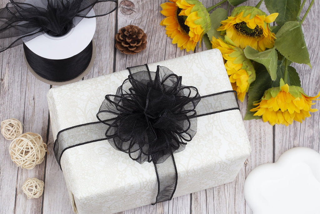 Joycrosso 1.5 Inch White Wired Organza Ribbon - 20 Yards Sheer Decorative Ribbon for Gift Wrapping, Wedding Decor, Christmas Tree, Crafts & DIY Projects