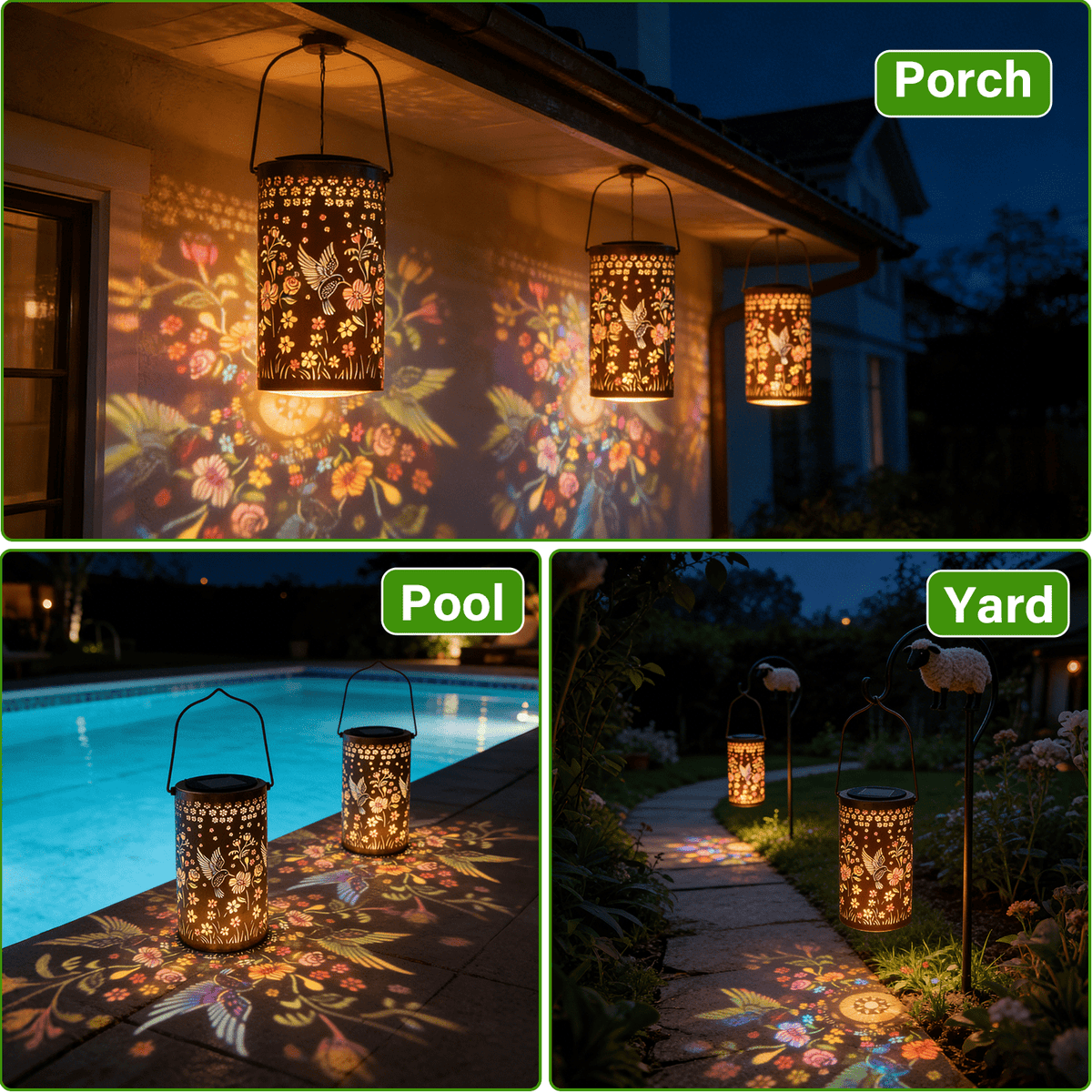 Colorful Solar Lanterns IP65 Outdoor Waterproof, Mother's Day Gifts for Women Mom Grandma - LED Colorful Sunflower Solar Lights Metal Hanging Lantern for Patio Yard Porch