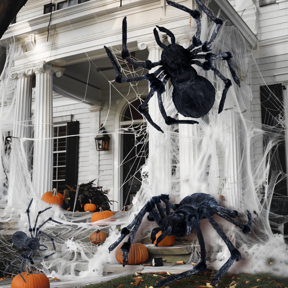 Joyfy 45inch Giant Spider Halloween Decorations,Scary Spider Halloween Outdoor Party Decorations Props Halloween Yard Decorations,Black