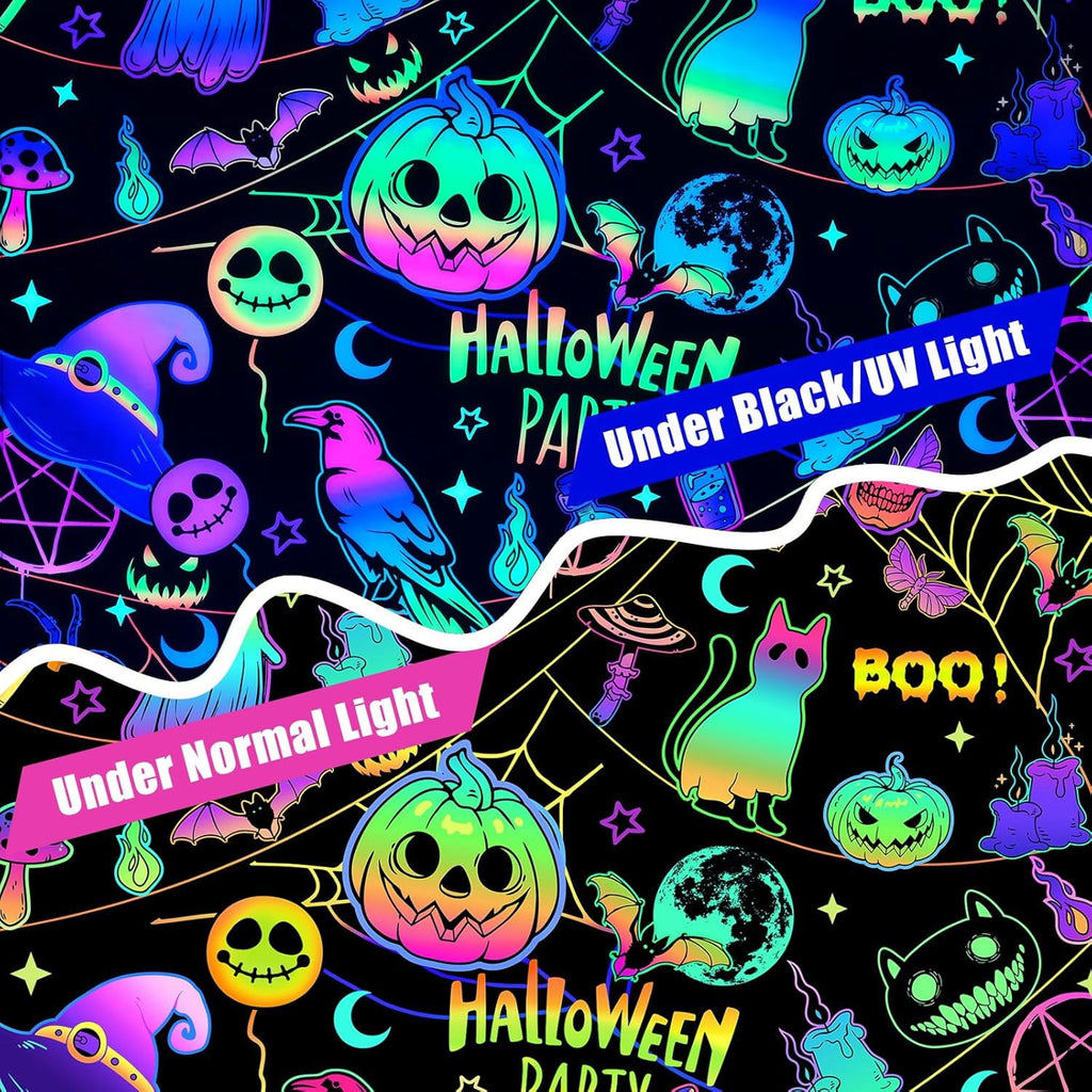 FRAMICS Halloween Shower Curtain Sets with Rugs, 16 Pc Pumpkin Spooky Ghost Bathroom Sets, Black Waterproof Fabric Shower Curtain with 12 Hooks and Toilet Rugs