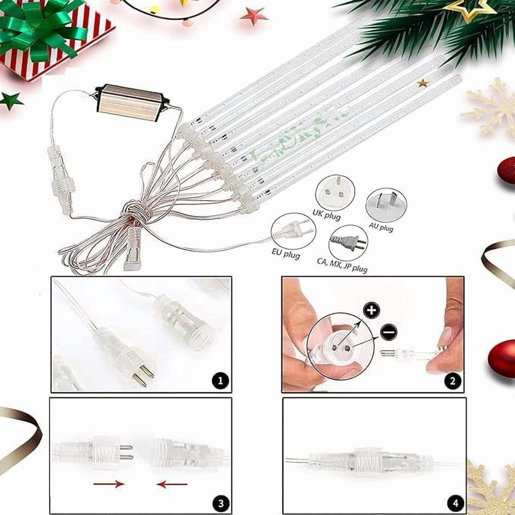 LED Outdoor String, Rain Lights, Meteor Lights,Meteor rain Lights 30cm 8 Tube Solar rain Lights with for Christmas Parties Wedding Christmas Tree