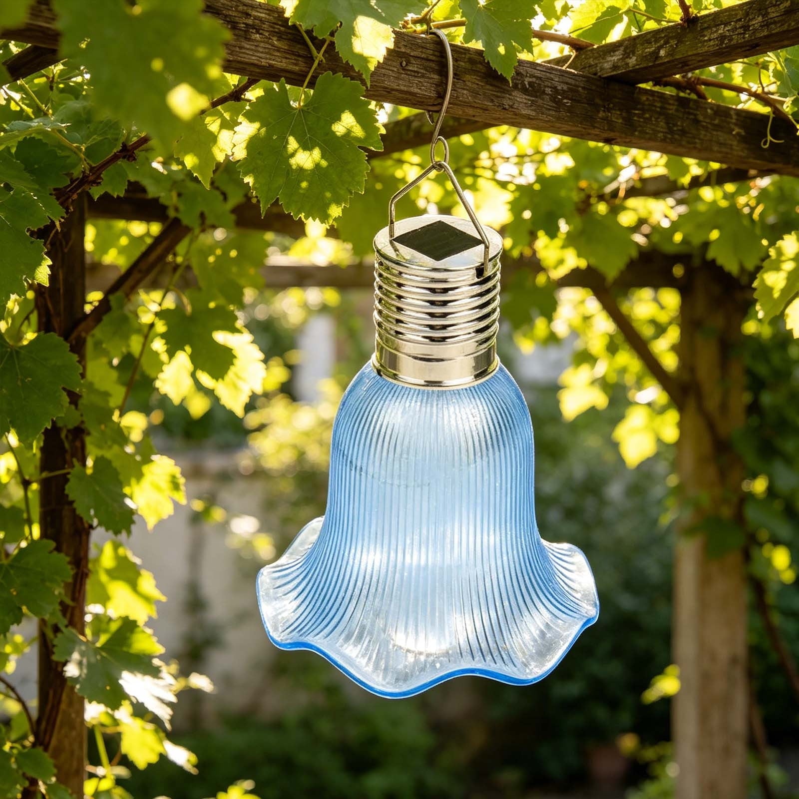 Dyegold Solar Hanging Lantern with Flower Style Lampshade Waterproof LED Decorative Light for Garden Patio Backyard Pergola Camping Outdoor Warm Glow