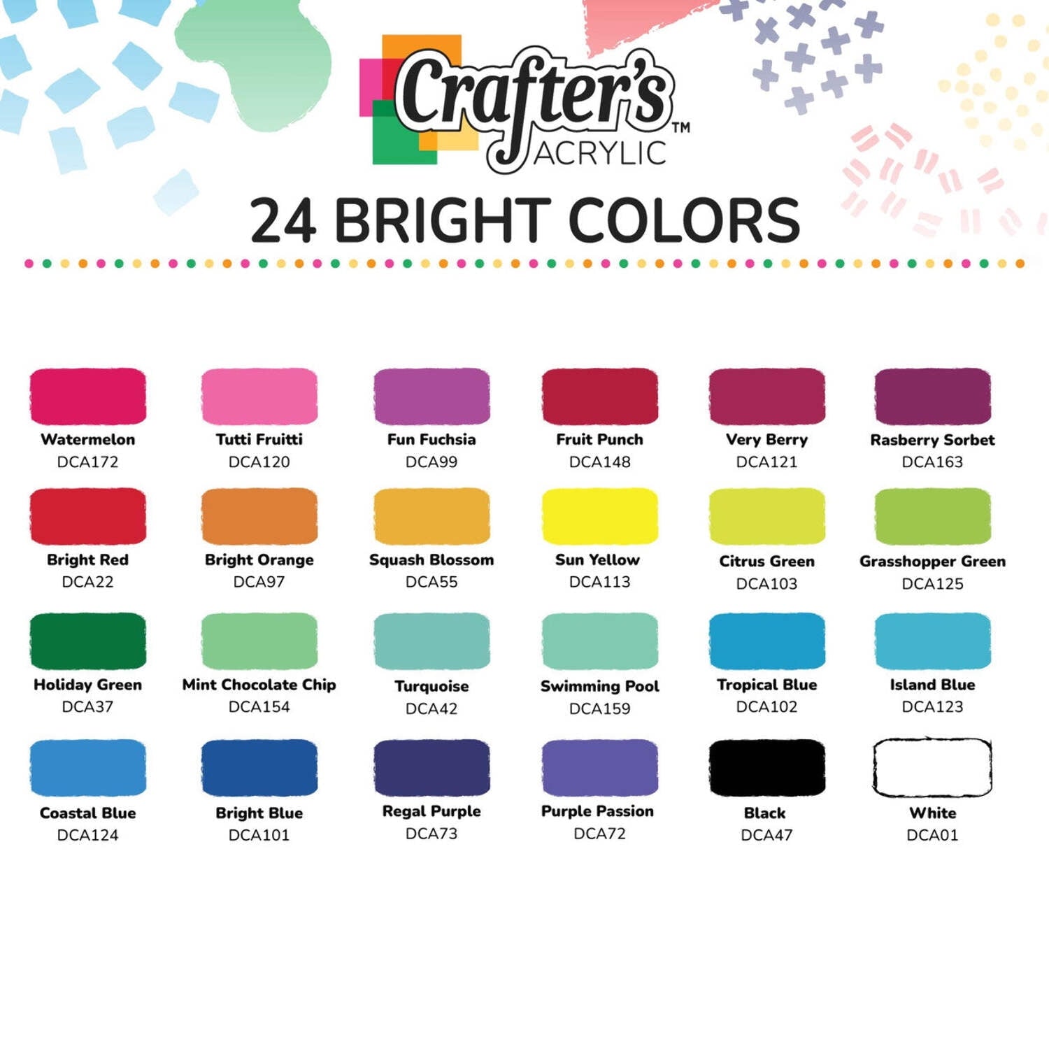 DecoArt Crafter’s Acrylic Paint Set, 24 Bright Colors, 2 fl oz Bottles, Matte Finish, for Art and Craft