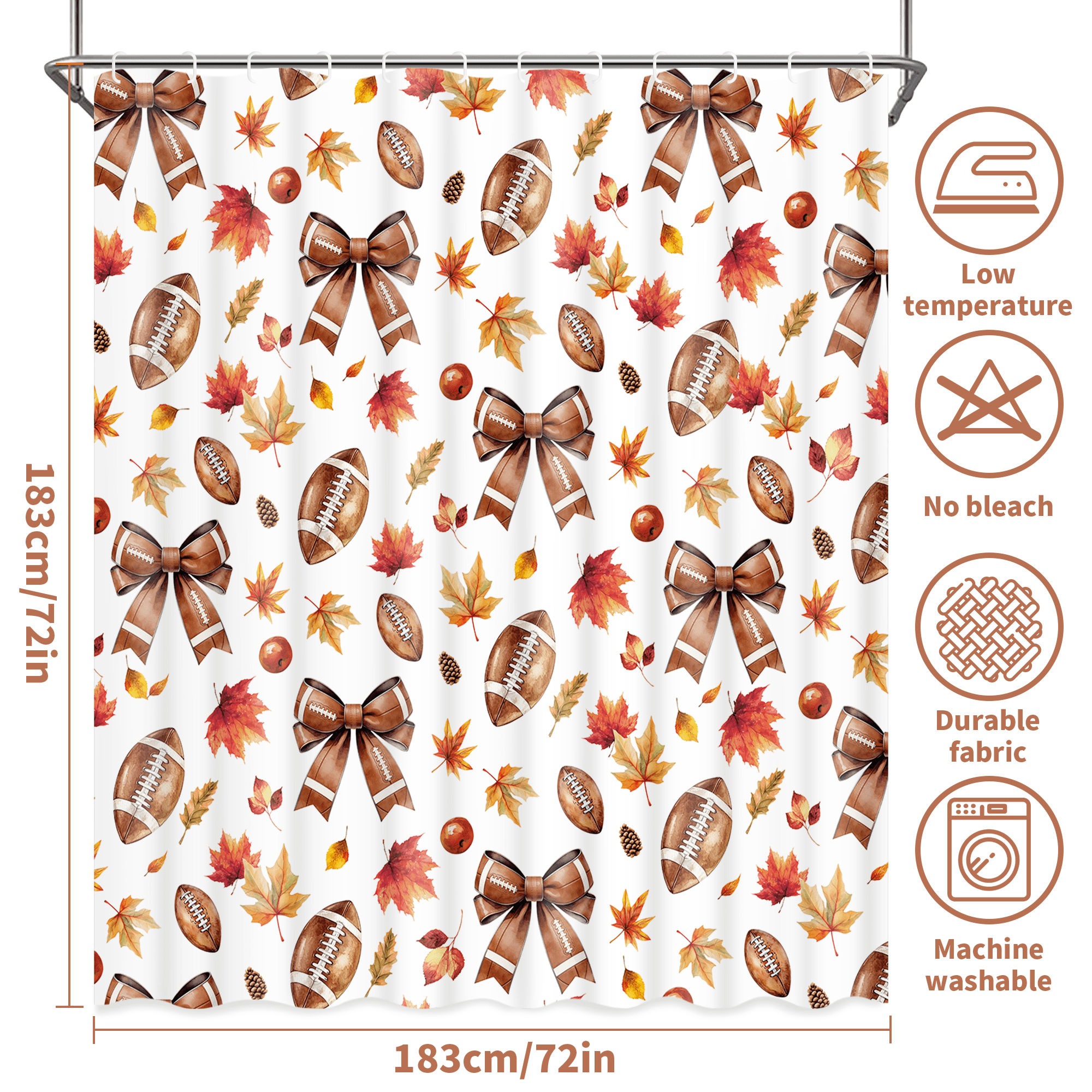 Ikfashoni Fall Shower Curtain with Hooks, Fall Decor for Home, Buffalo Plaid Pumpkin Waterproof Bathroom Curtains, 72"X72"