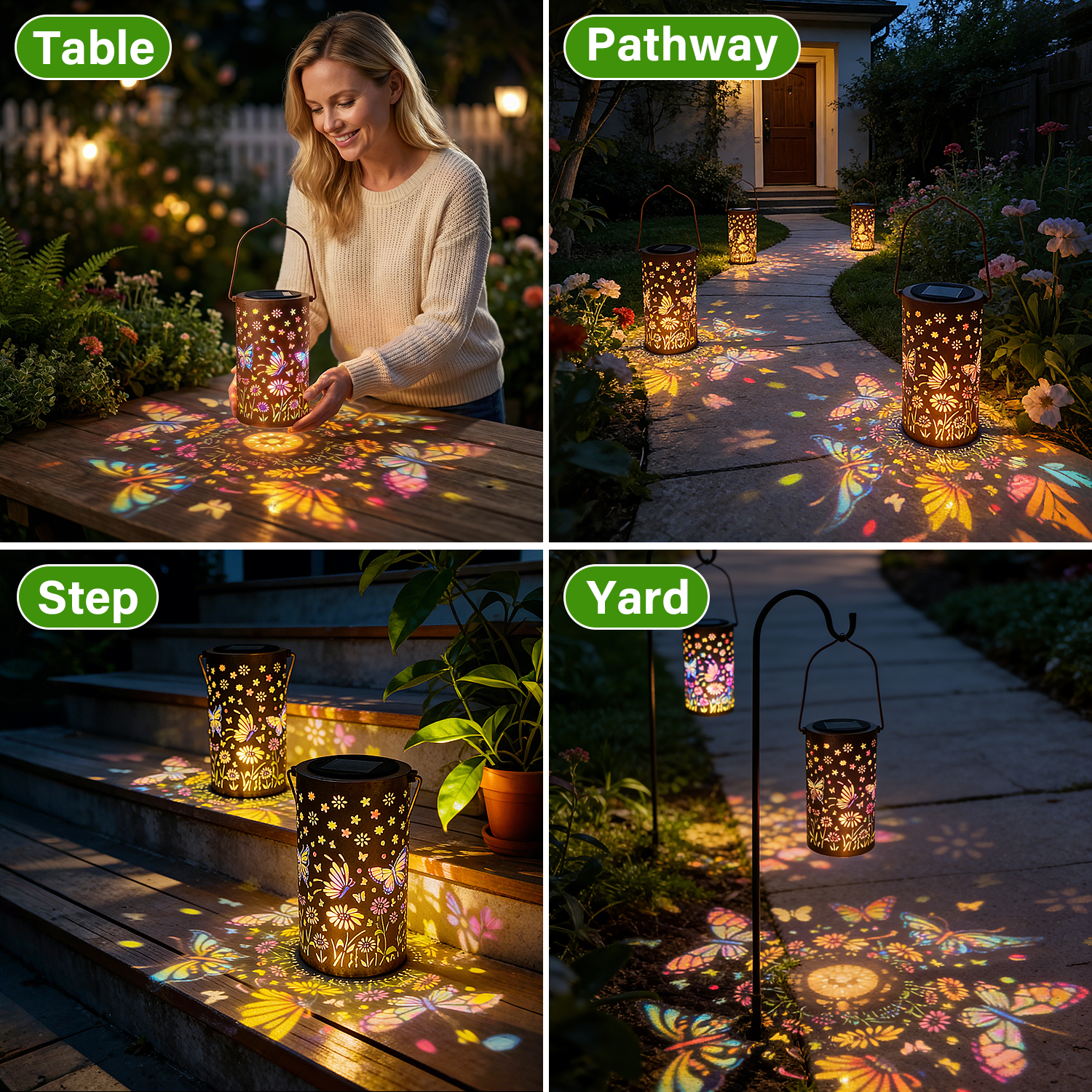 Colorful Solar Lanterns IP65 Outdoor Waterproof, Mother's Day Gifts for Women Mom Grandma - LED Colorful Sunflower Solar Lights Metal Hanging Lantern for Patio Yard Porch