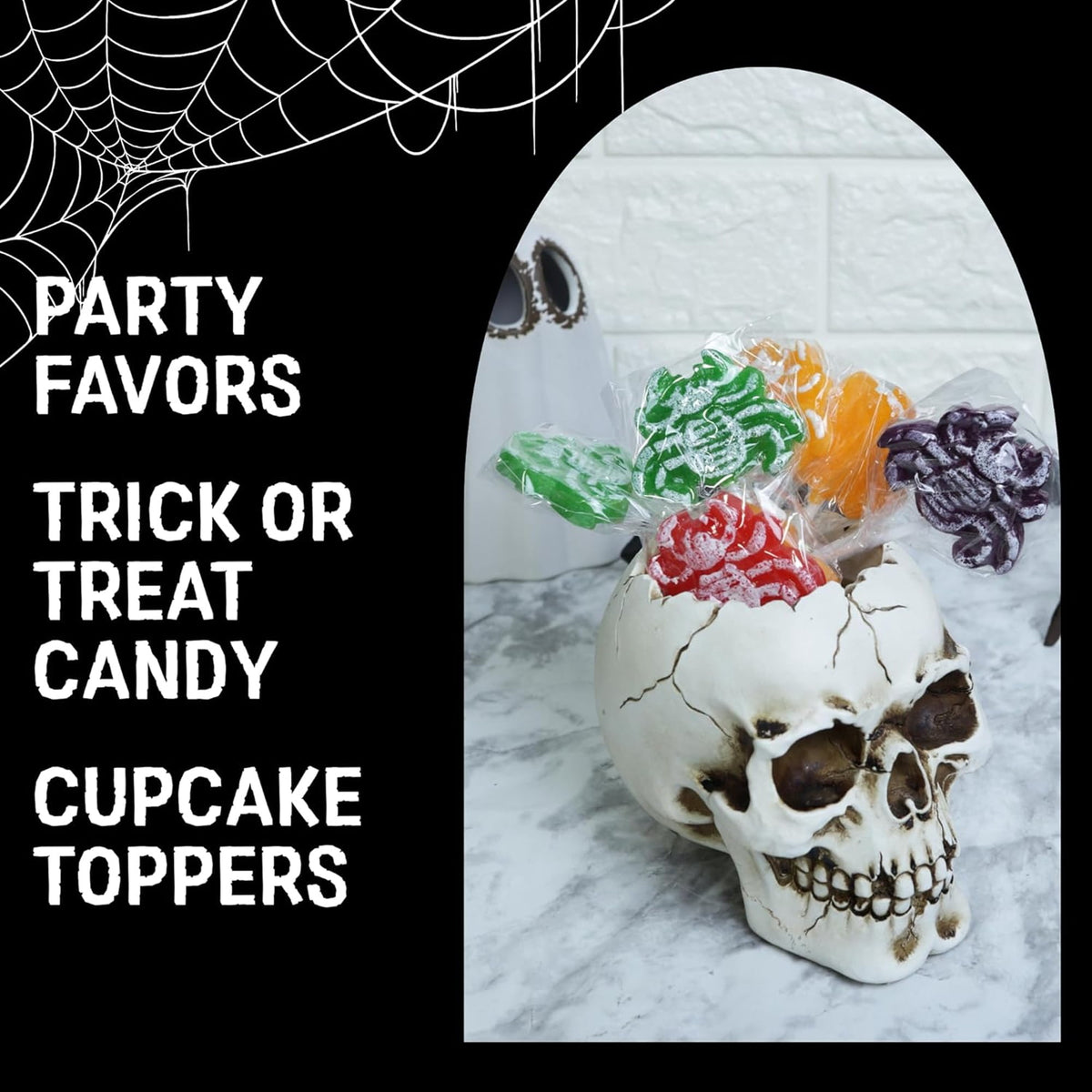 Spider Tattoo Lollipops, Halloween Candy, 24 Count, 10.16 Ounce Box