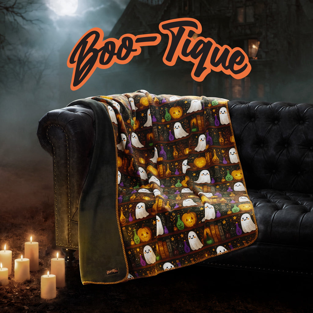 Boo-tique Halloween Plush Soft Oversized Couch Throw Blanket, Cats and Pumpkins, Orange, 50 x 72 in