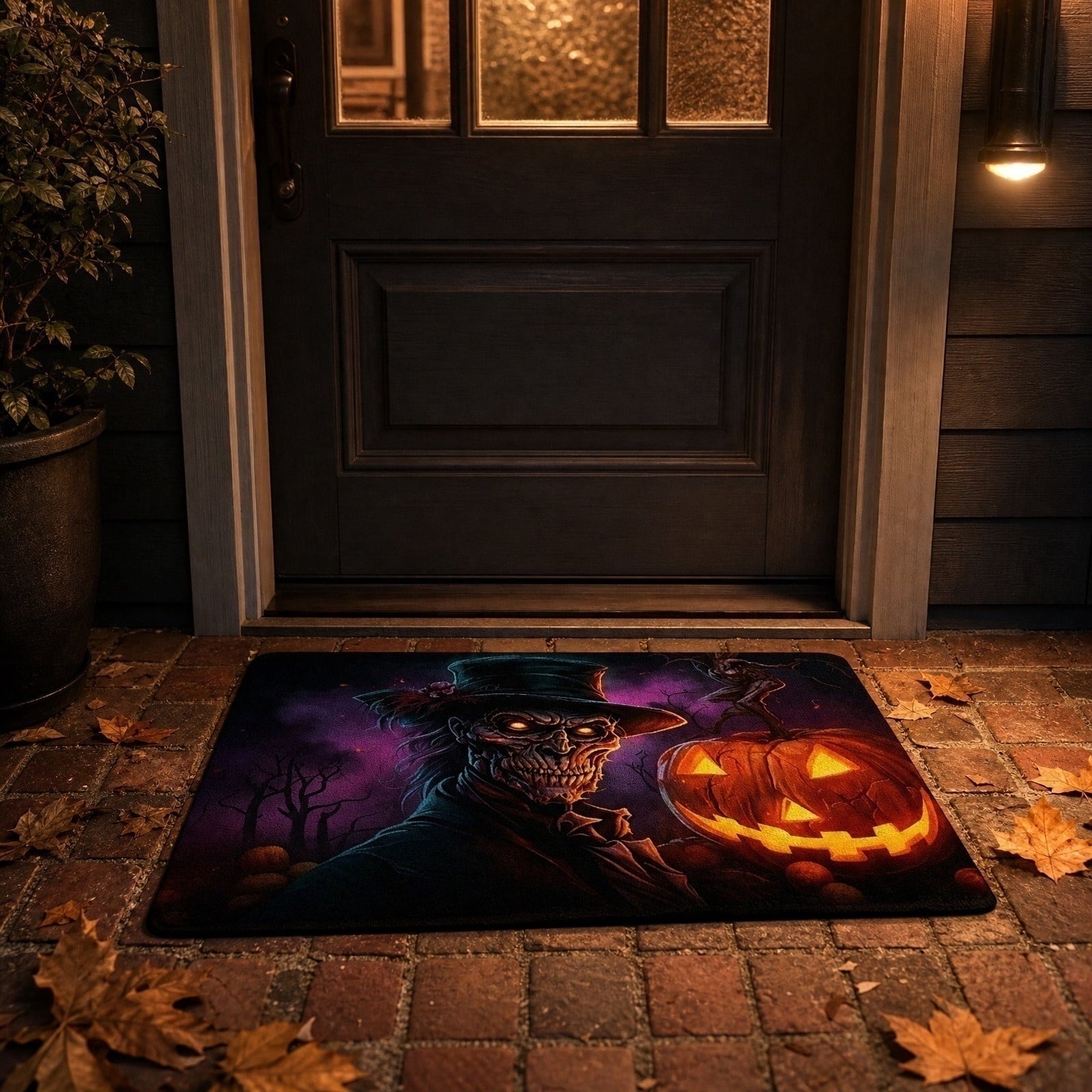 OutmaxHome Halloween Theme Cute Ghost Print Doormat, 15.8x23.6 Inch Non-Slip Absorbent Mat, Easy to Clean, for Front Door, Porch, Farmhouse