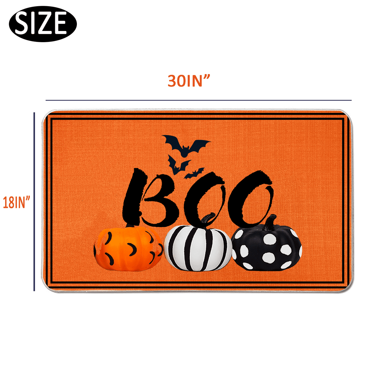 Happy Halloween Boo Door Mat,18 x 30 Inch Halloween Non-Skid Floor Mat Switch Mat Indoor Outdoor Home Garden, Easy to Clean Low Profile Mat for Entry Patio Garage High Traffic Areas