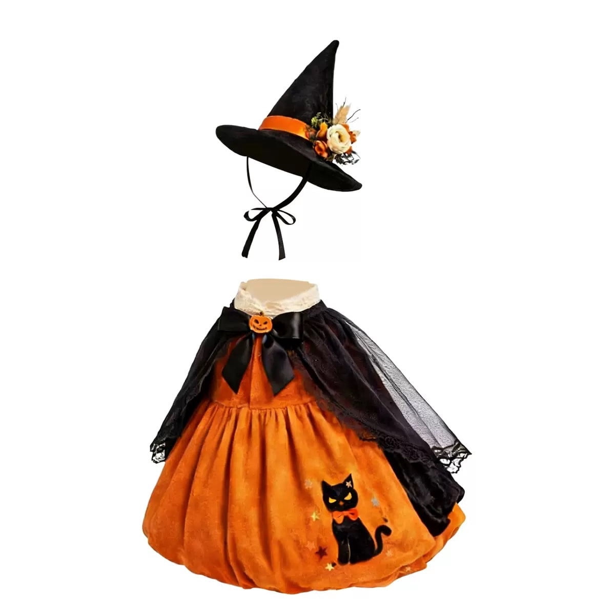 Thanksgiving Harvest Outfit for 23" Porch Goose, Goose Fall Theme Dress in White&Orange with Headwear Fall Harvest Decor for 23" Goose Outdoor Patio Yard Lawn Decoration