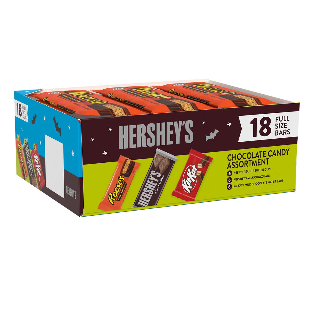 Hershey's, Kit Kat and Reese's Assorted Milk Chocolate, Halloween Candy Bulk Box, 27.3 oz (18 Count)