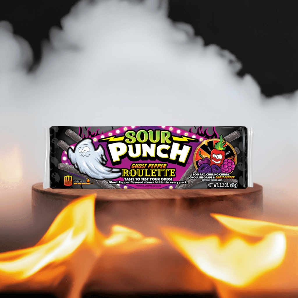 Sour Punch Ghost Pepper Roulette Straws Halloween Candy, 3.2 oz