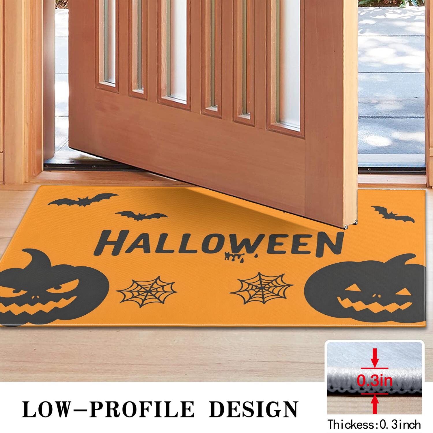 Happy Halloween Door Mat Decorations Spider Bat Doormat Plain the Indoor Door Mat/Outdoor Crystal Velvet 30x17 Inches