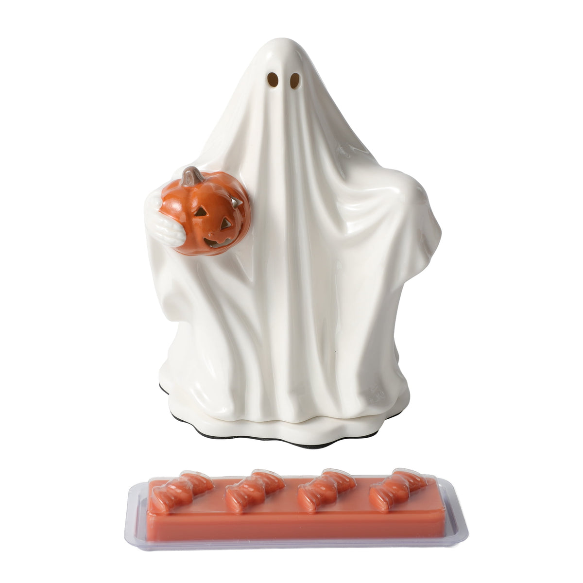 Better Homes & Gardens Halloween Ceramic Electric Plug-in Wax Melt Warmer with Farm Apple Pumpkin Wax Melts, Spooky Ghost