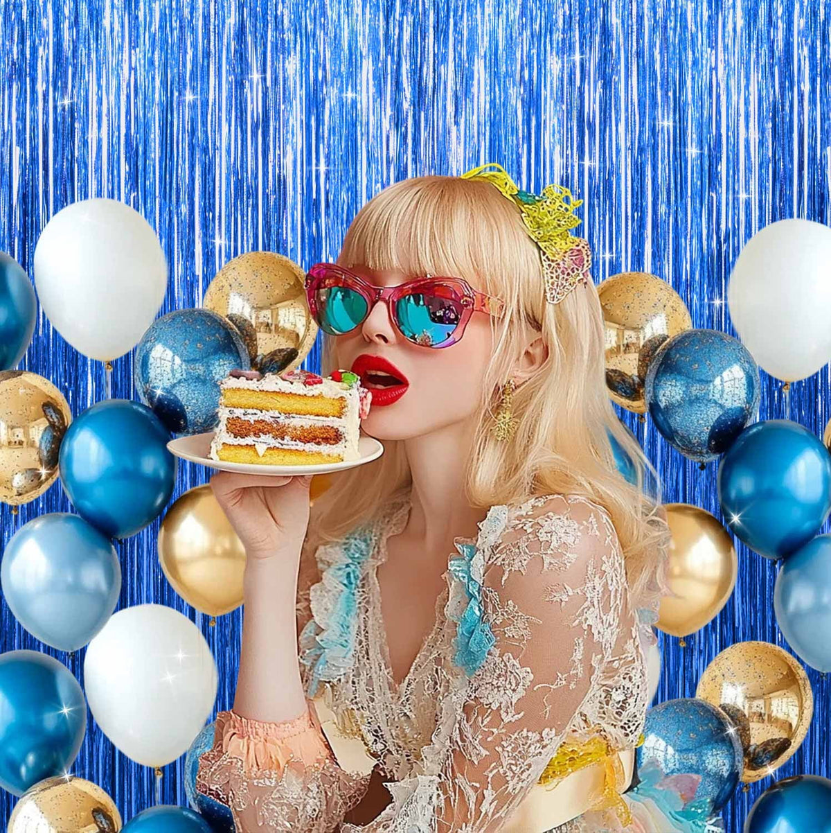 Sm:)e 2-Pack Light Bright Silver Foil Fringe Curtains for Events - Birthday, Wedding, Graduation, Christmas, Baby Shower, various festivals Decor Photo Booth Fun!