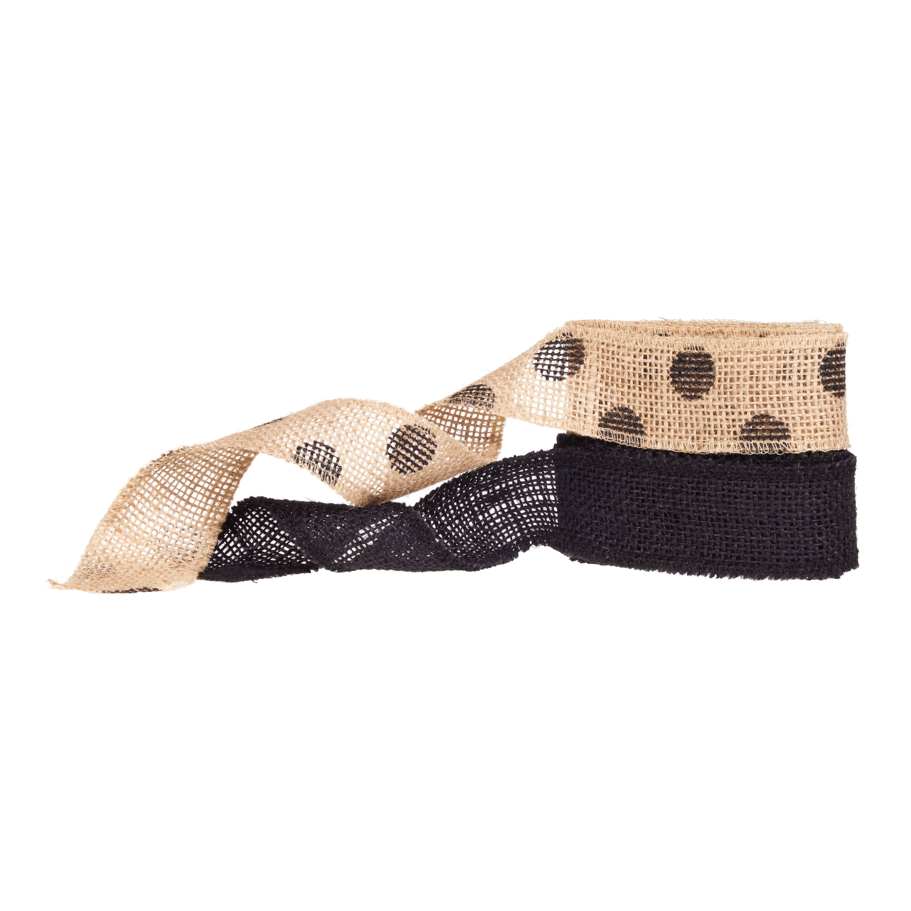 Love, Laugh, Craft Burlap Ribbon Set, 1.5"W x 3-Yds, Natural/White Stripe