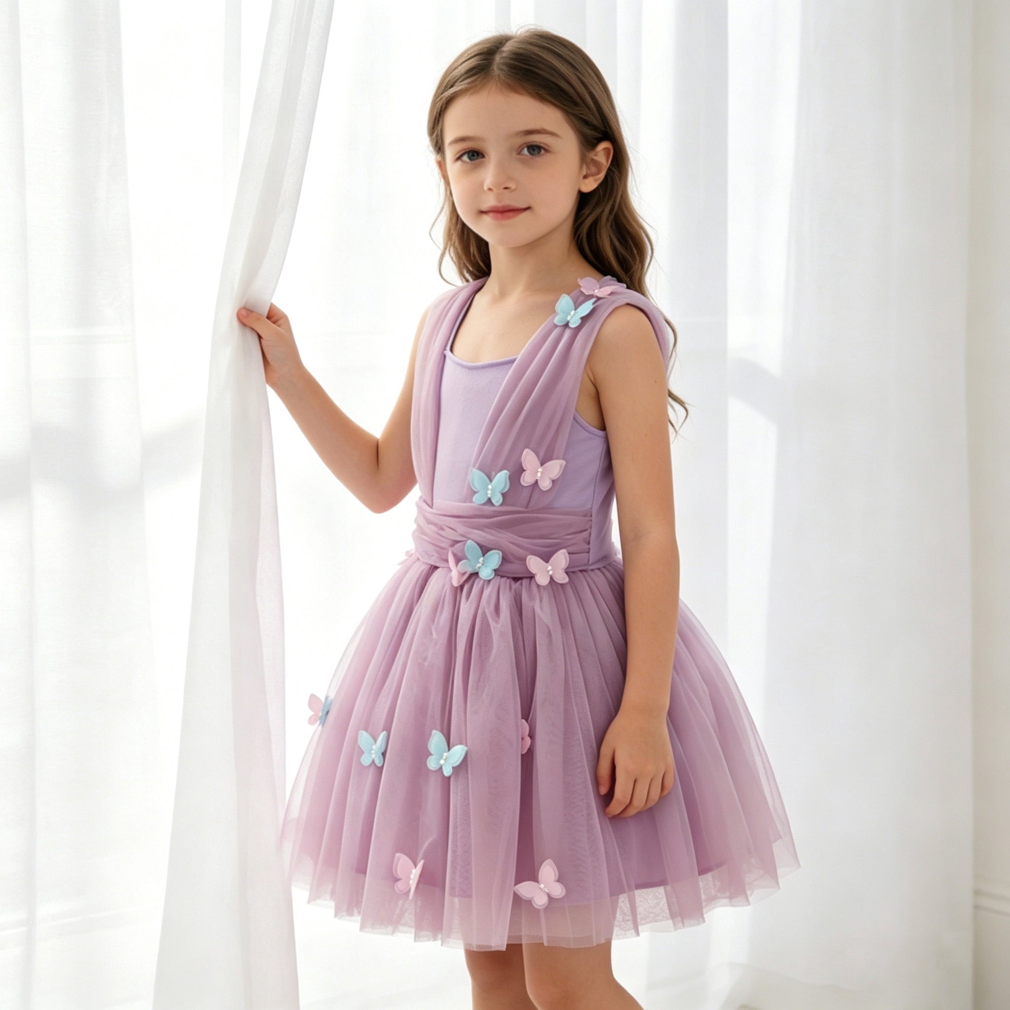 CZKHPTY Girls 3D Butterfly Fairy Tutu Dress, Whimsical Garden Princess Pretend Play Fancy Outfit, Sizes 3-4Y