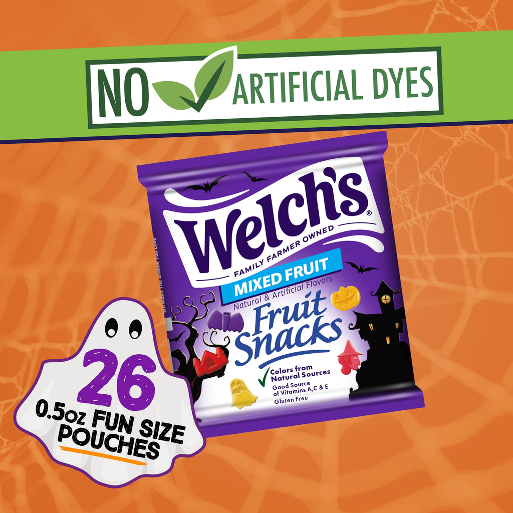Welch's Fruit Snacks, Halloween, Mixed Fruit, Soft Kids Snacks, 0.5 oz, 26 Count