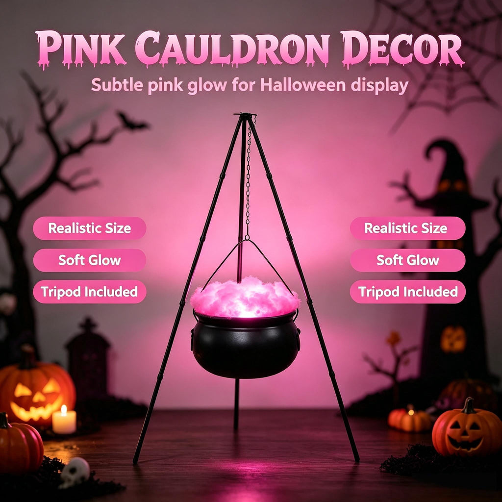 Muecwrye Halloween Decorations Outdoor, Halloween Clearance! Halloween Witches Cauldron on Tripod with Lights, DIY Bubbling Cauldron Set Decor for Home Porch Outside, Halloween Party Supplies