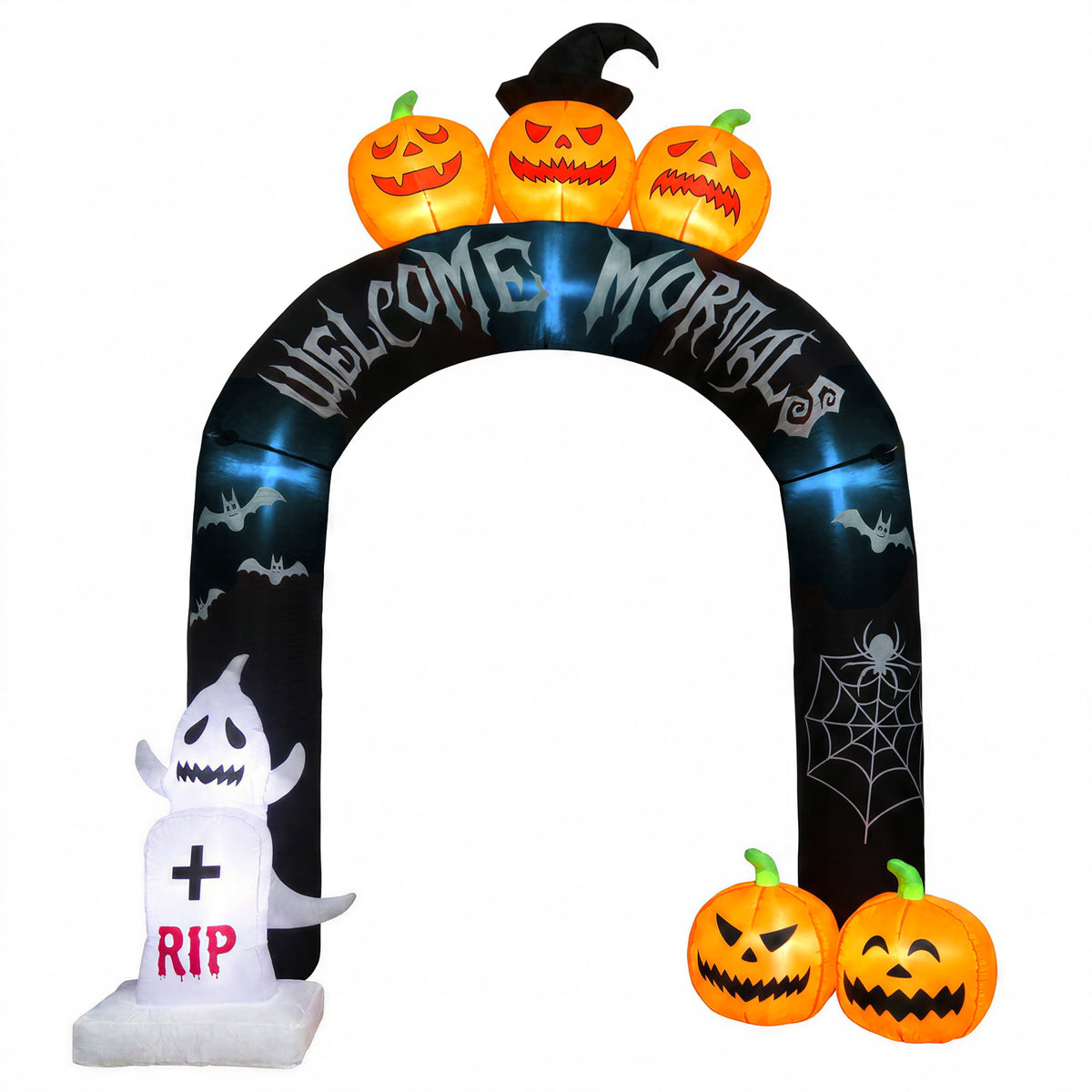MAGOTAN 6 FT Halloween Inflatable Pumpkin Halloween Inflatable Pumpkins and Cat Outdoor Yard Decoration Build-in 7 LED White Lights