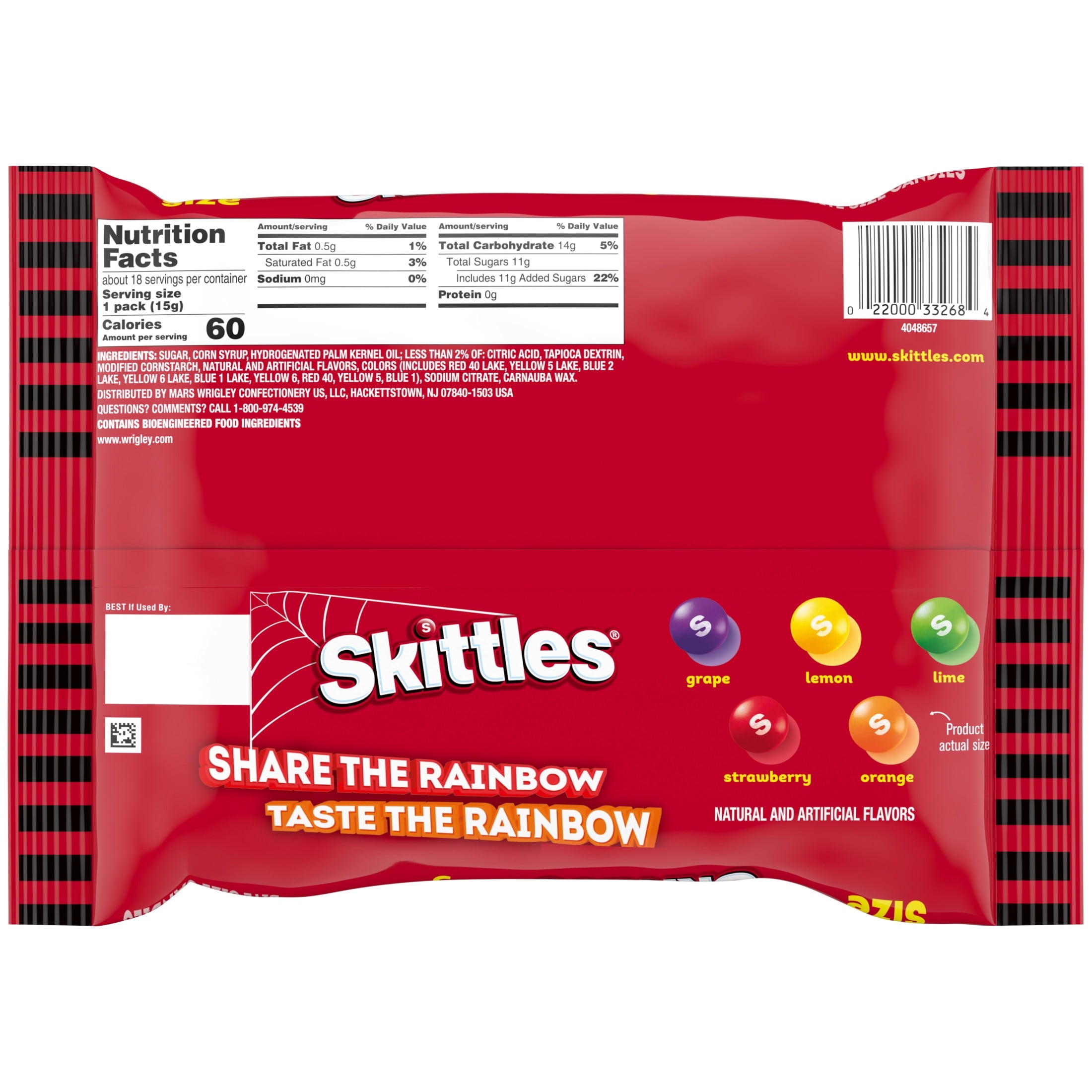 Skittles Halloween Fun Size Gluten Free and Gelatin Free Chewy Candy - 9.65 oz Bag