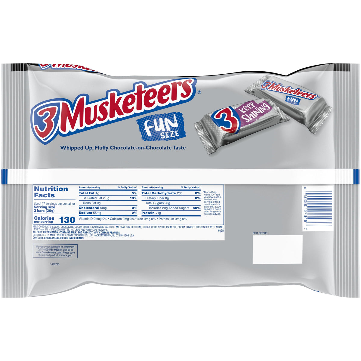 3 Musketeers Spooky Fun Size Halloween Chocolate Candy - 10.48oz Bag