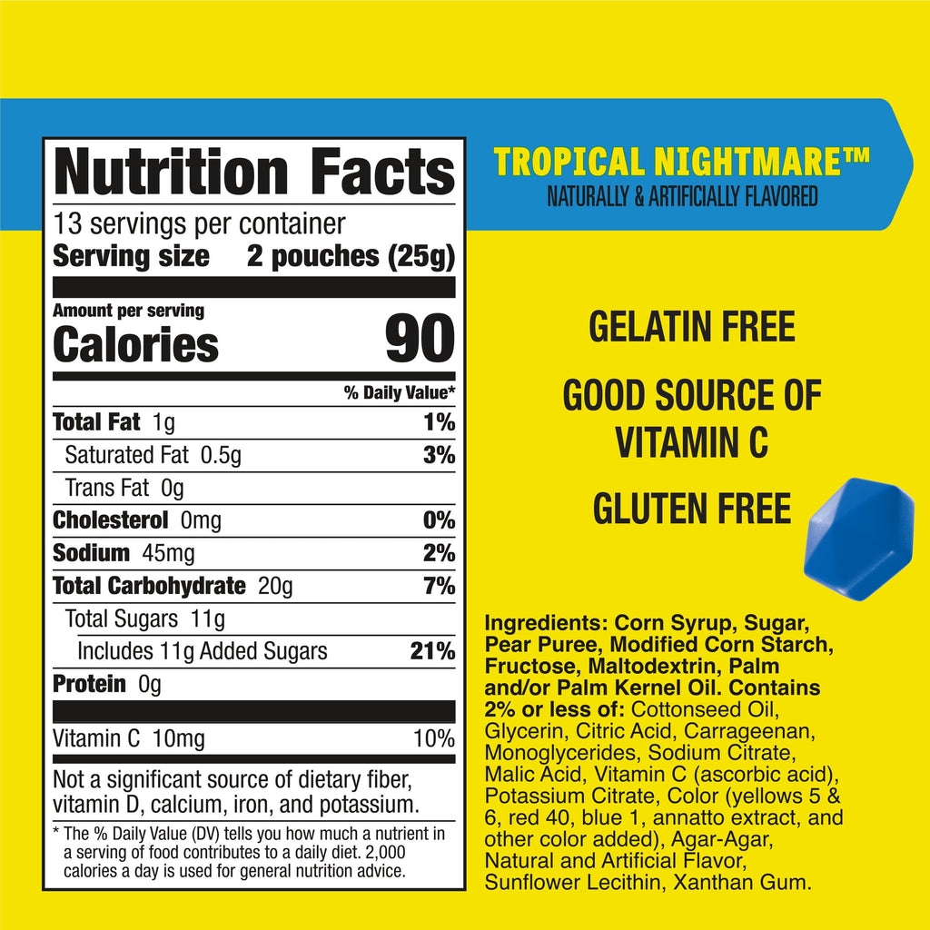 Gushers Tropical Nightmare Fruit Flavored Snacks Mini Pouches, Halloween Treats, 26 Count