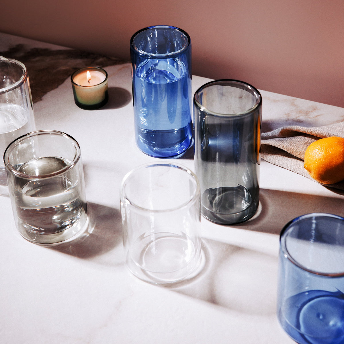 Thyme & Table Double Wall Beverage Glasses, 16 fl oz, Black, Set of 6